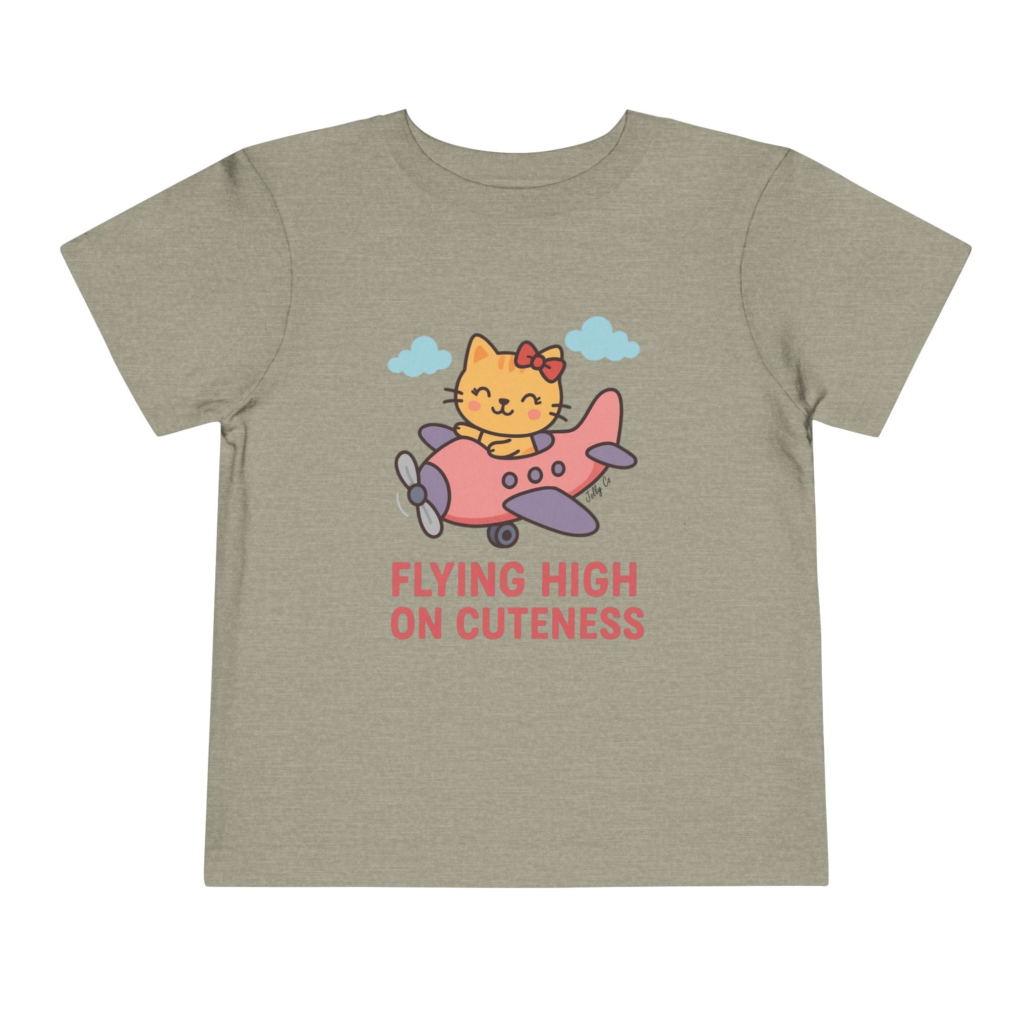 Cute Cat Airplane Toddler Short Sleeve Tee