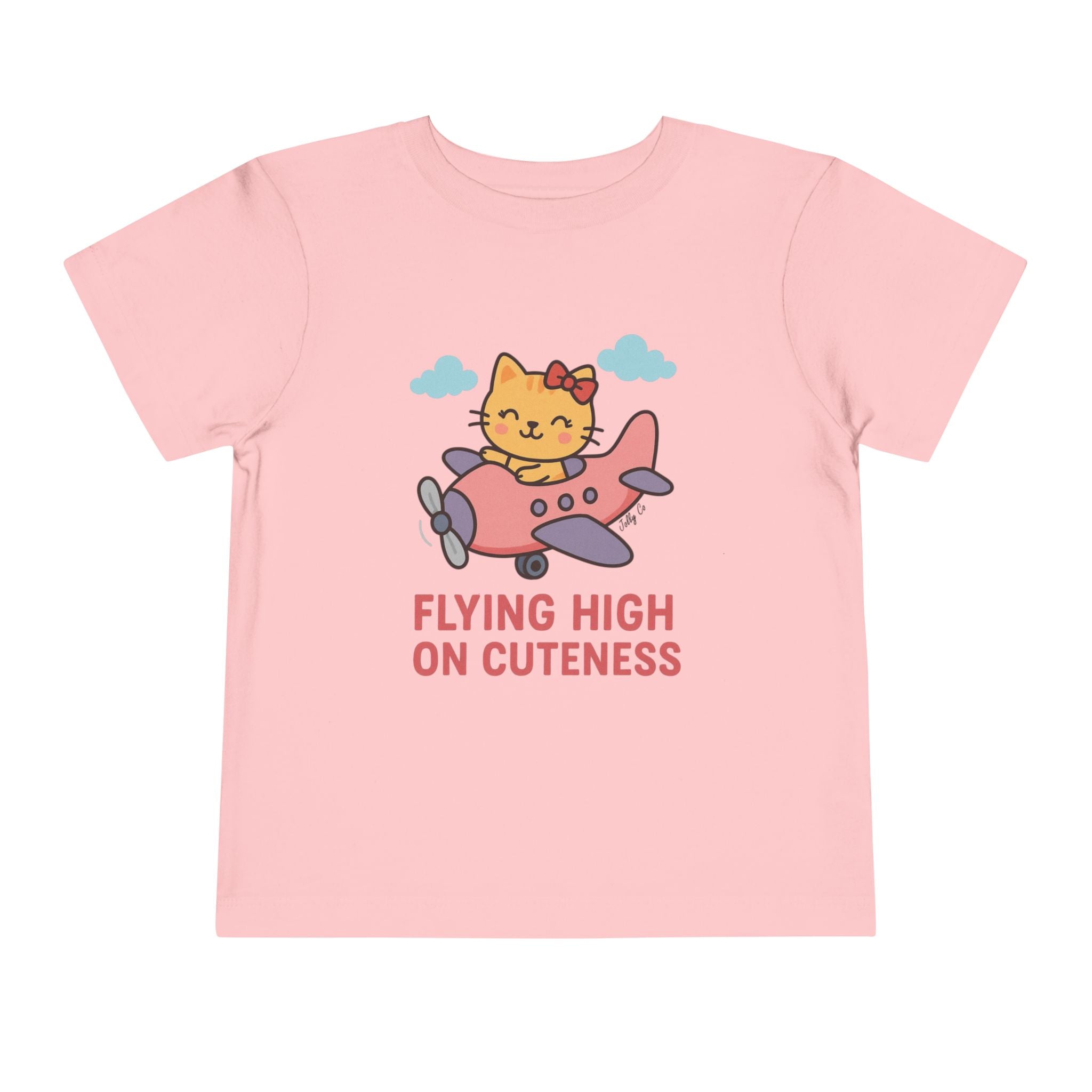 Cute Cat Airplane Toddler Short Sleeve Tee