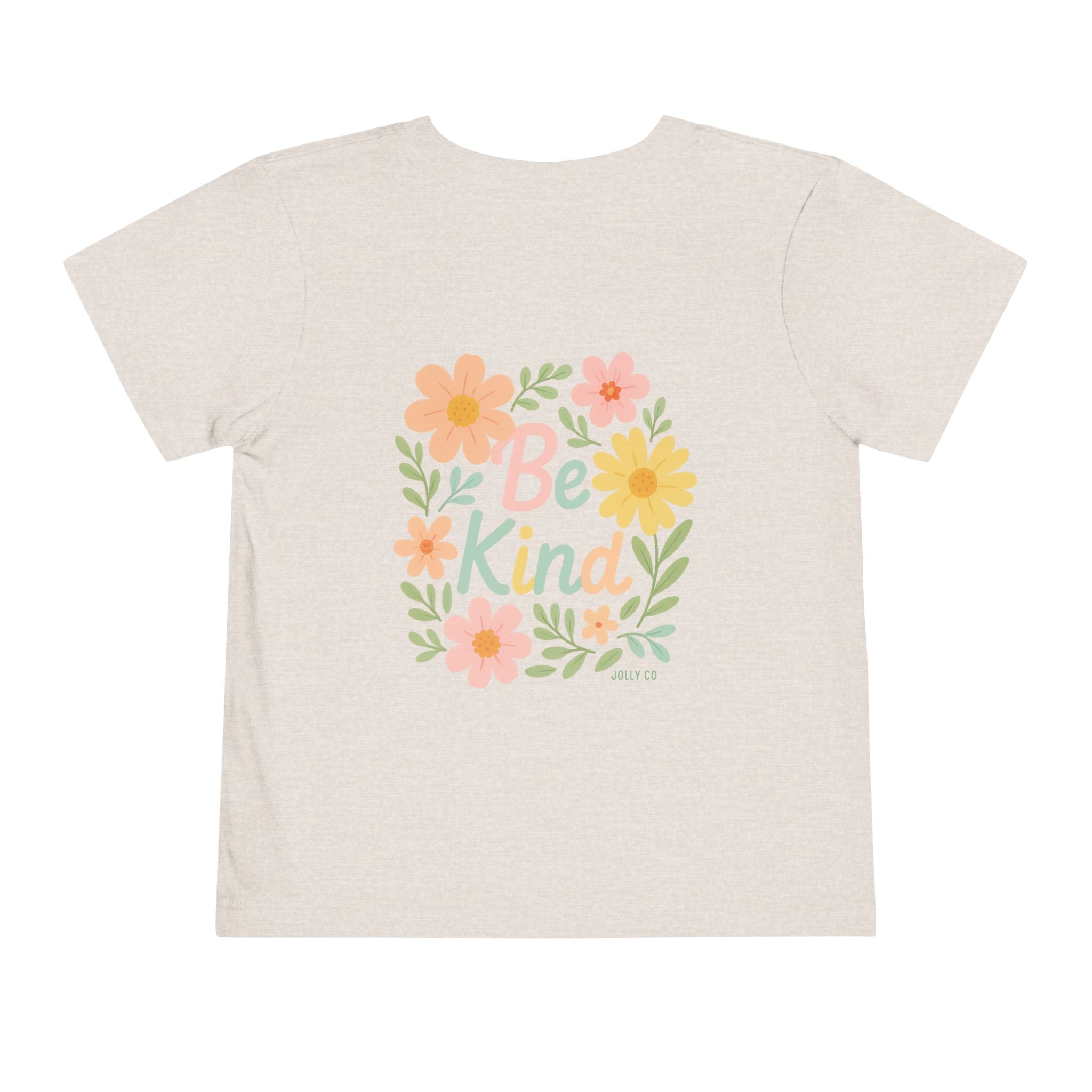 Rainbow and Flowers, Be Kind Toddler Short Sleeve Tee