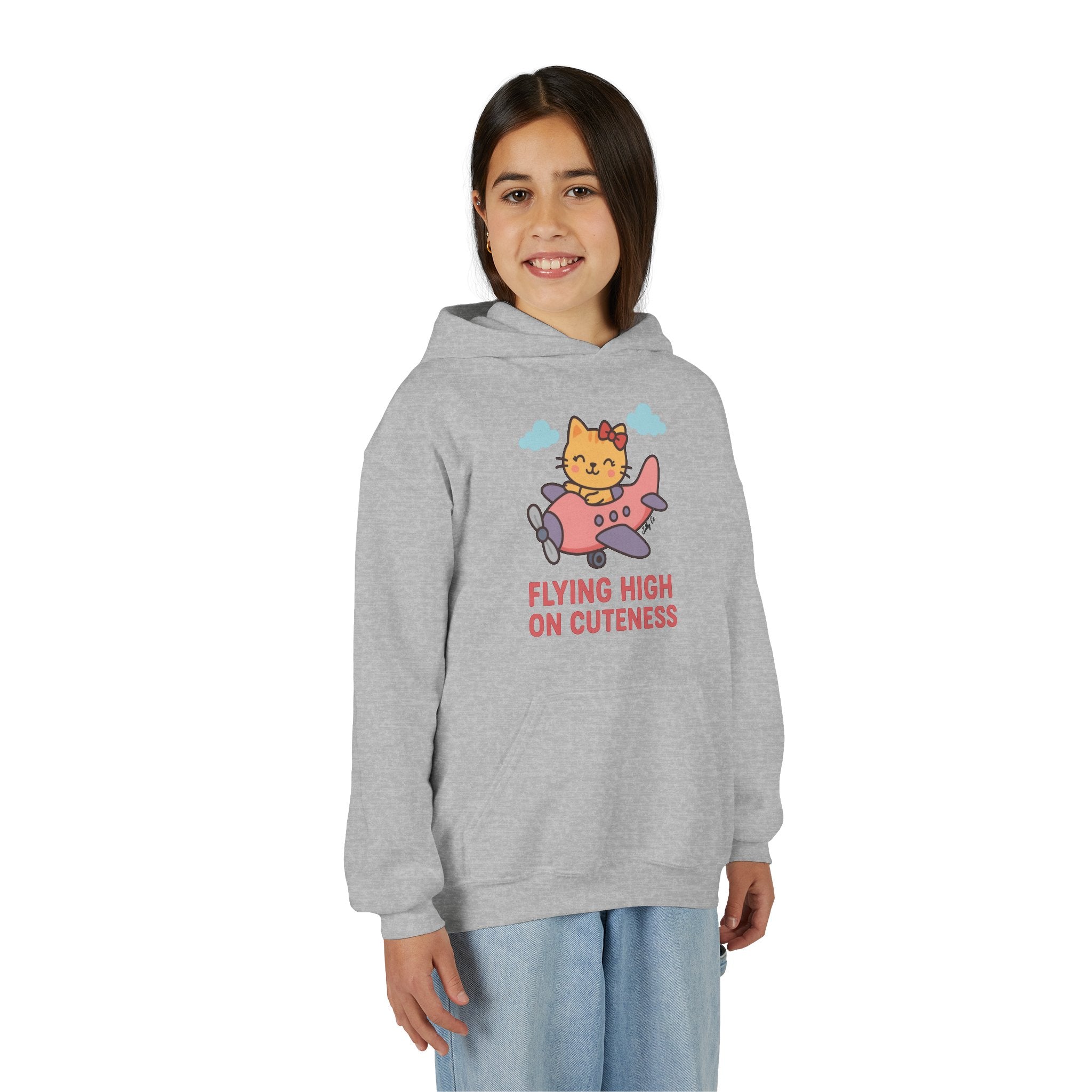 Cute Cat Airplane Kids Hoodie