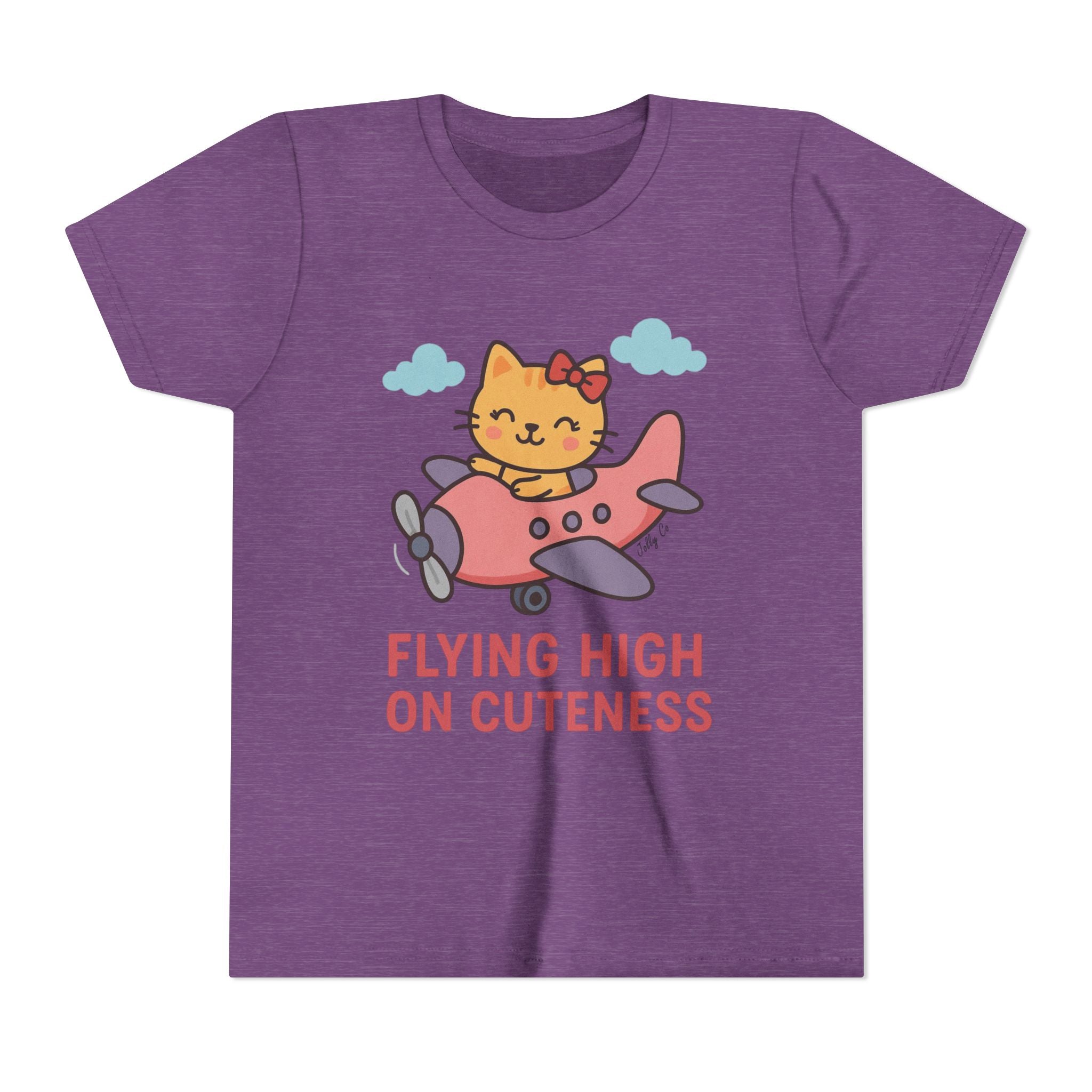 Cute Cat Airplane Kids Short Sleeve Tee