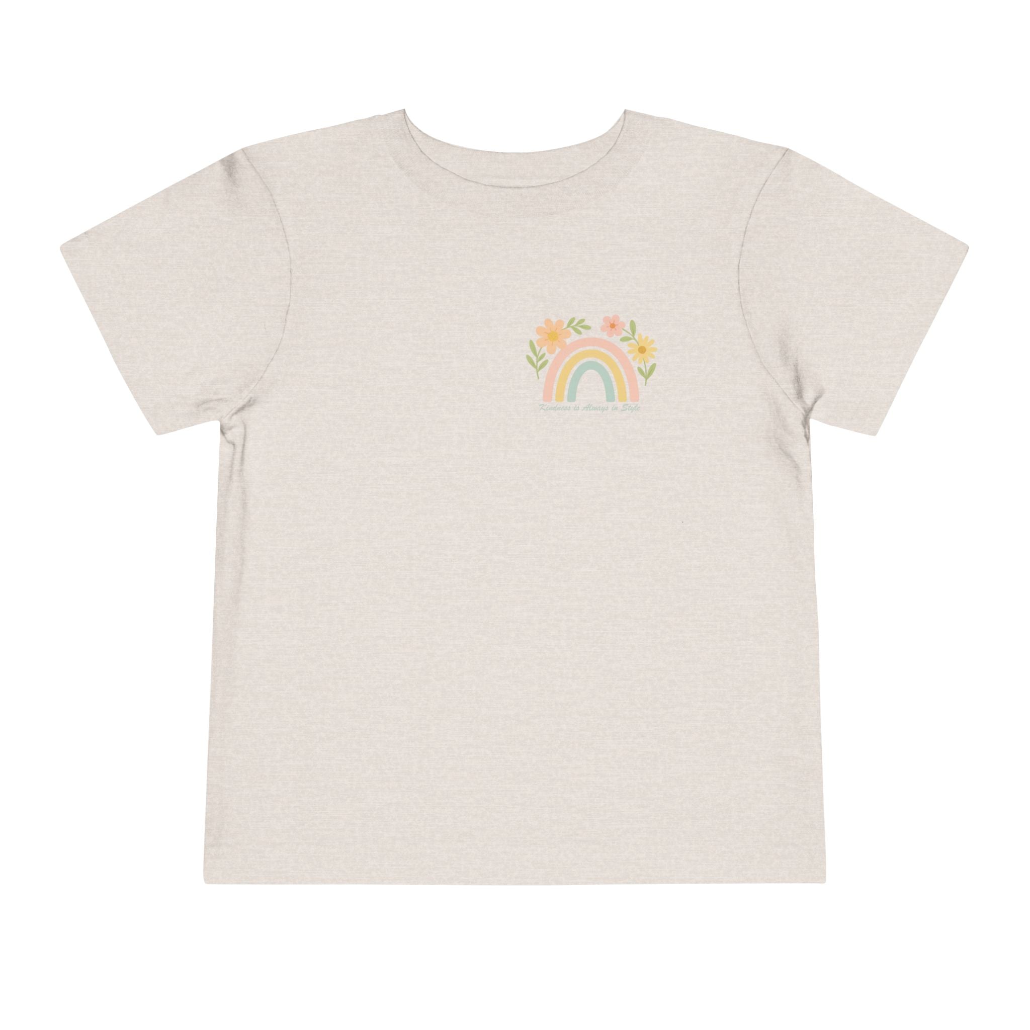 Rainbow and Flowers, Be Kind Toddler Short Sleeve Tee