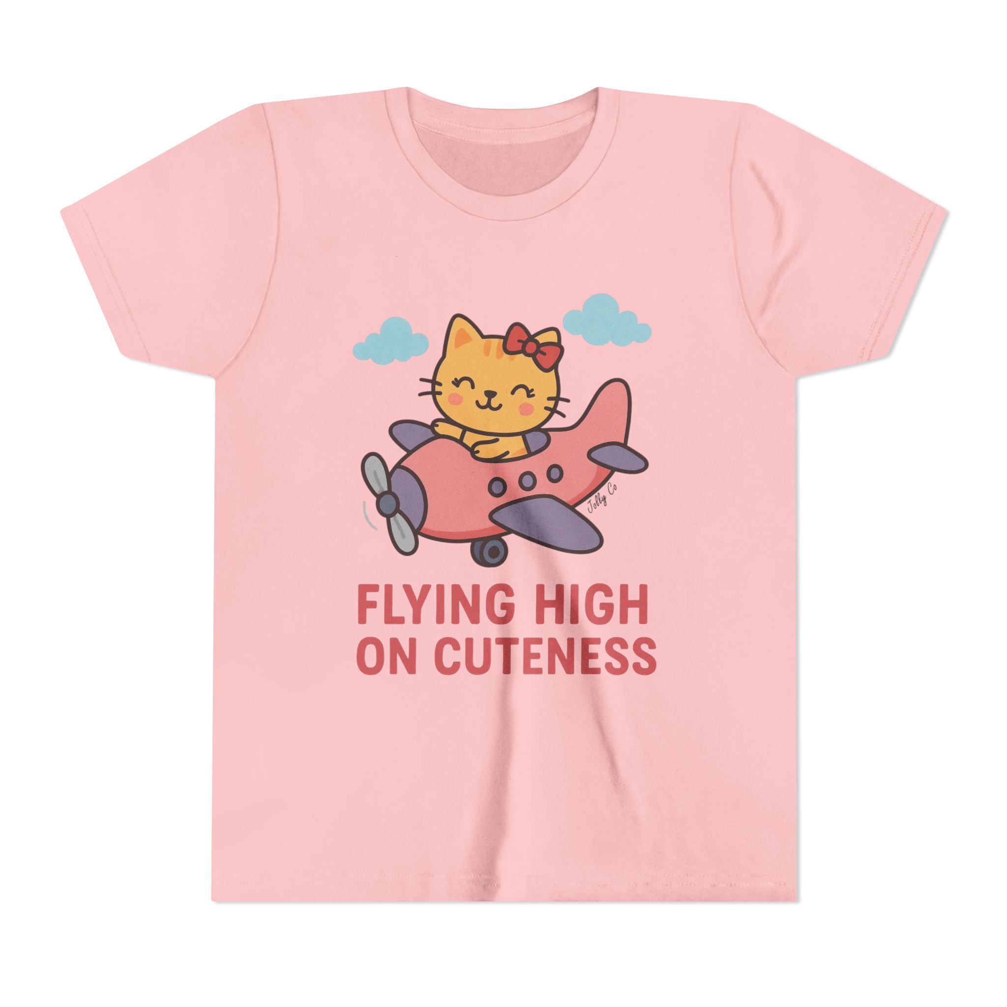 Cute Cat Airplane Kids Short Sleeve Tee