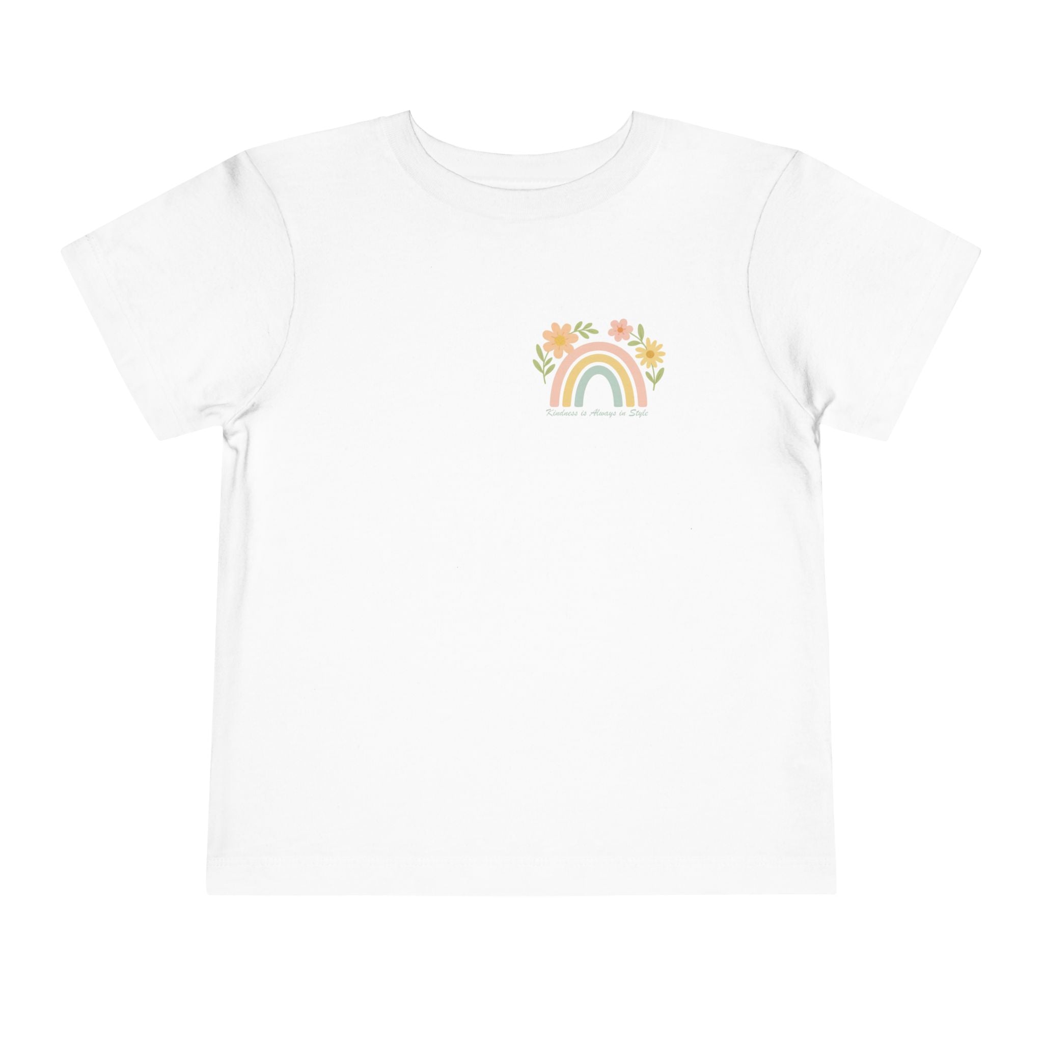 Rainbow and Flowers, Be Kind Toddler Short Sleeve Tee
