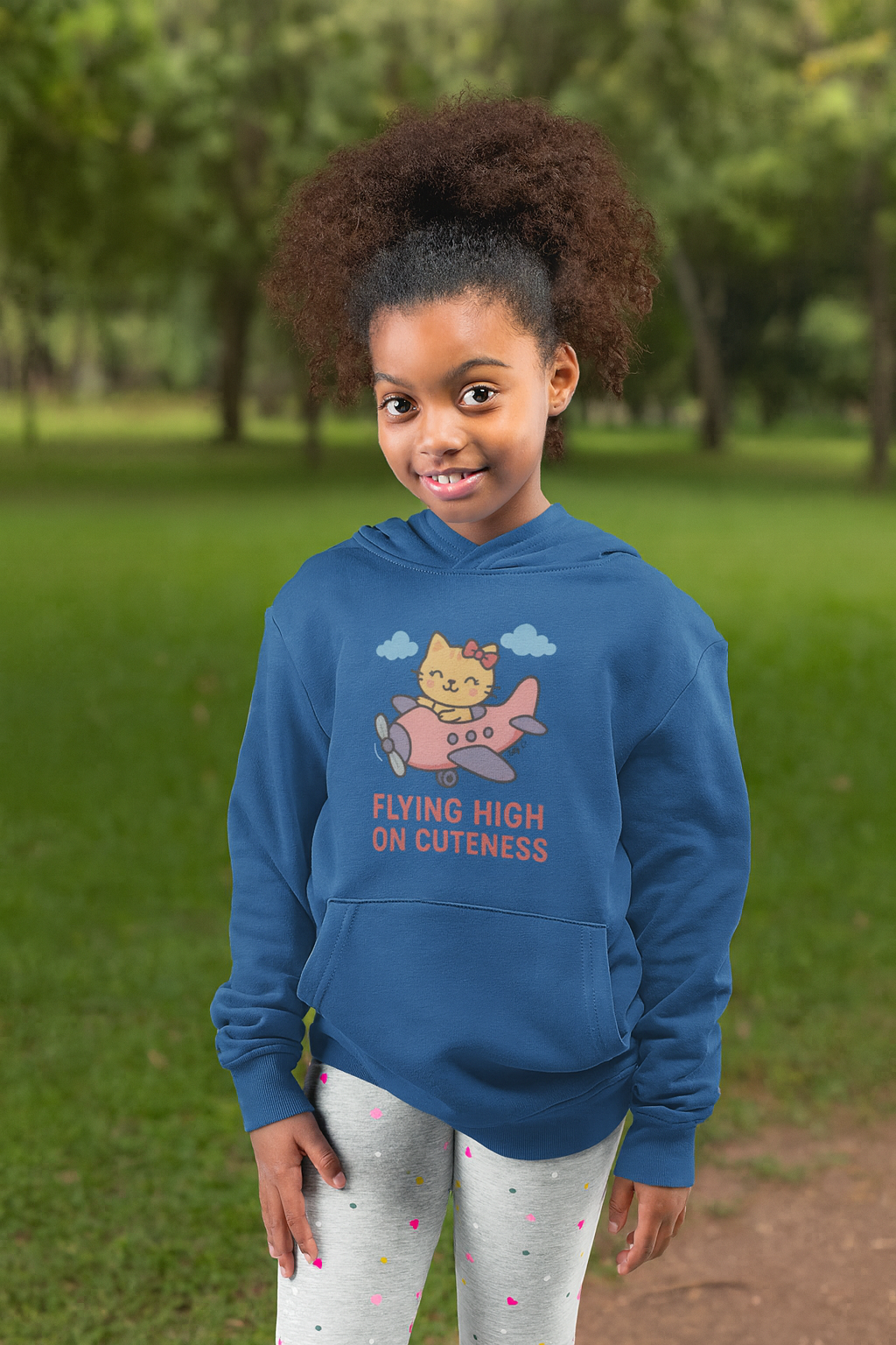 Cute Cat Airplane Kids Hoodie
