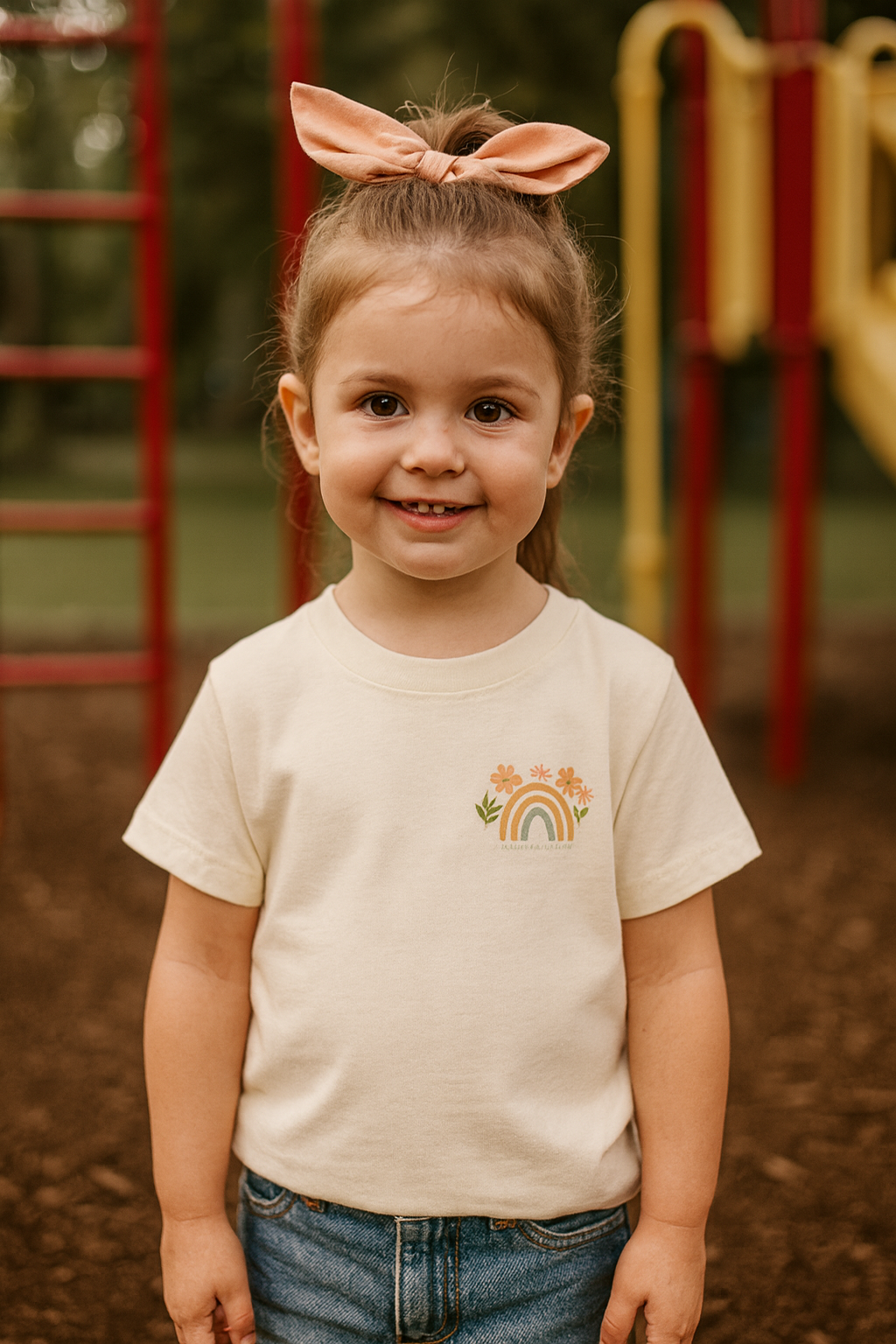 Rainbow and Flowers, Be Kind Toddler Short Sleeve Tee