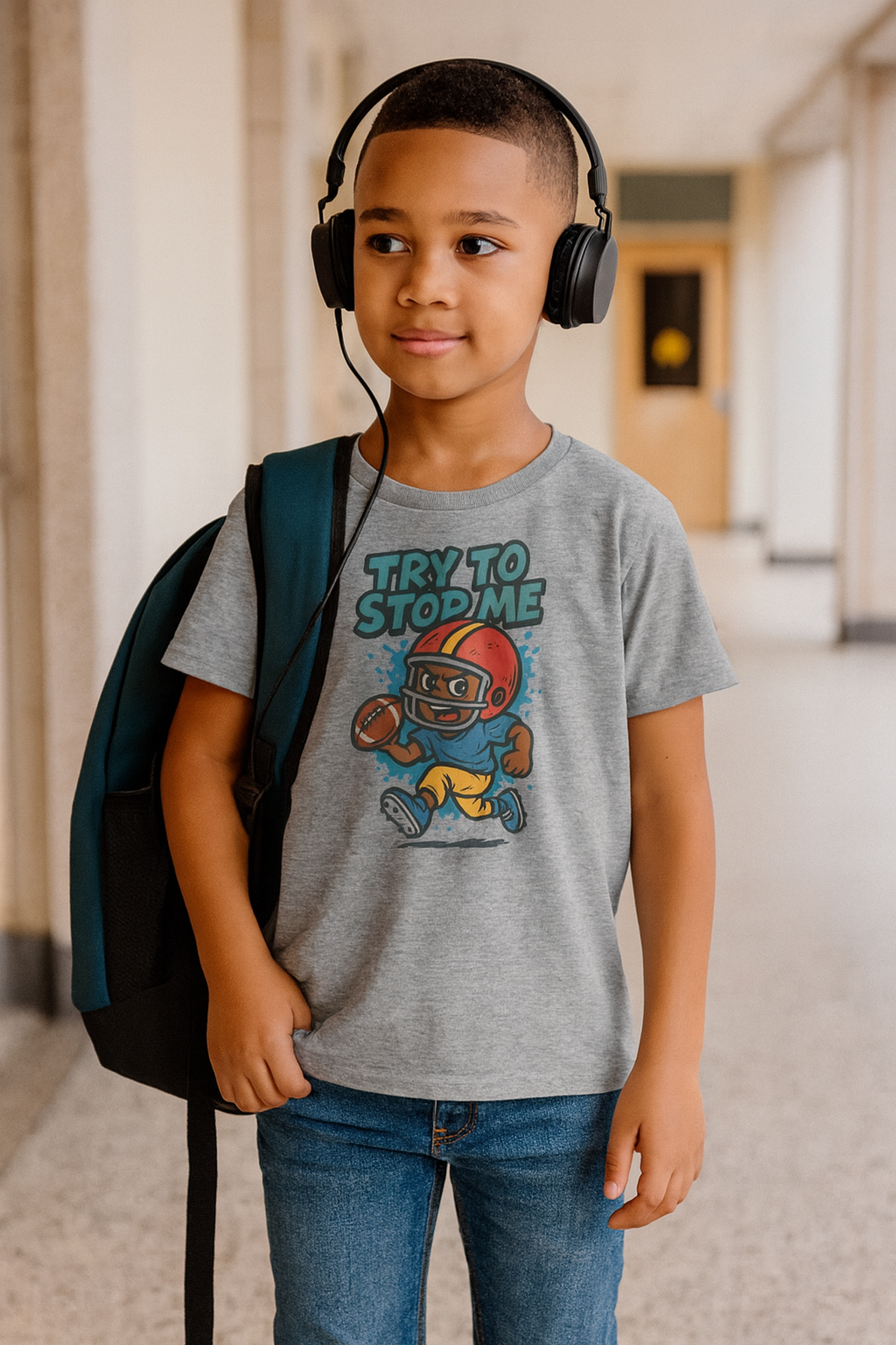 Try to Stop Me, Kids Football Short Sleeve Tee