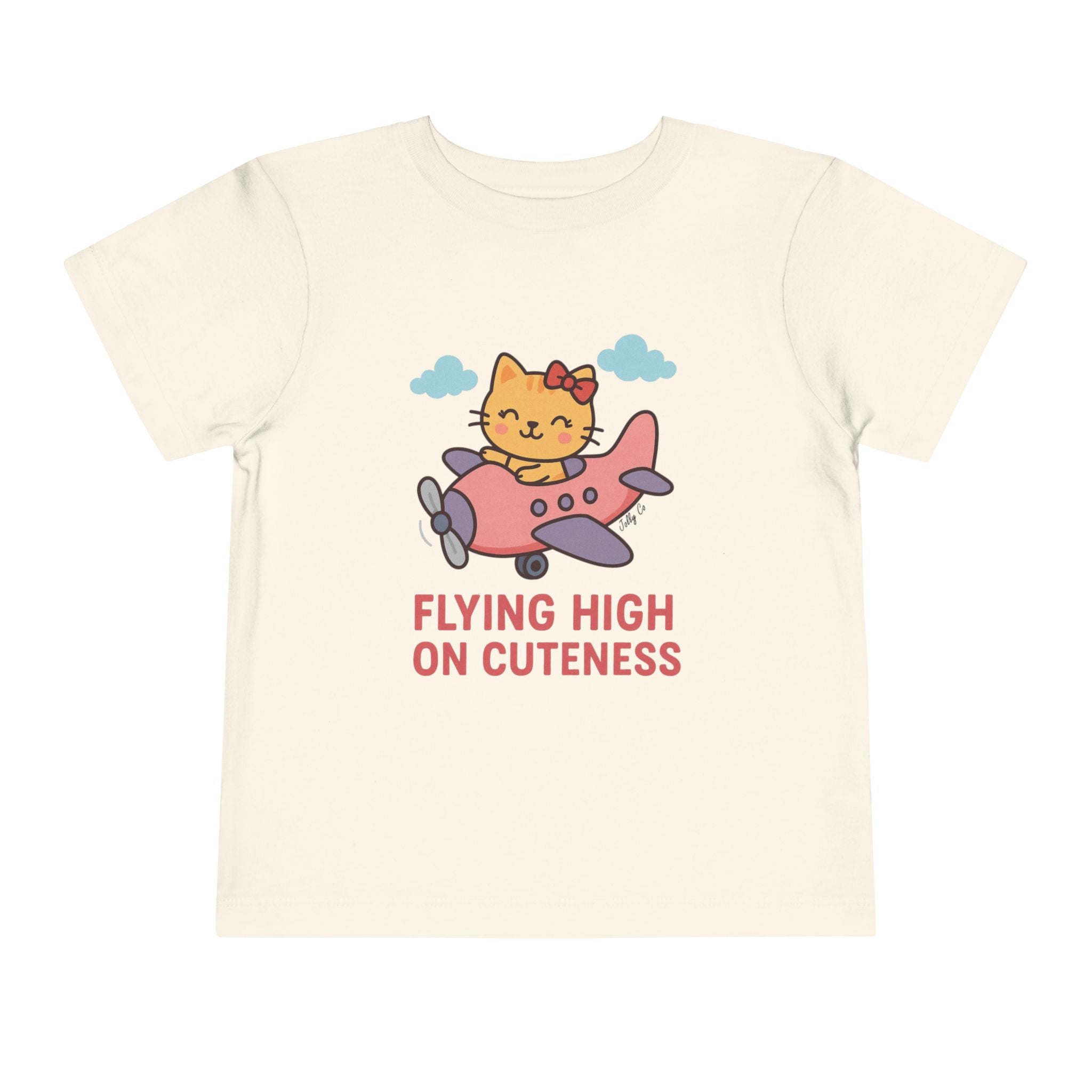 Cute Cat Airplane Toddler Short Sleeve Tee