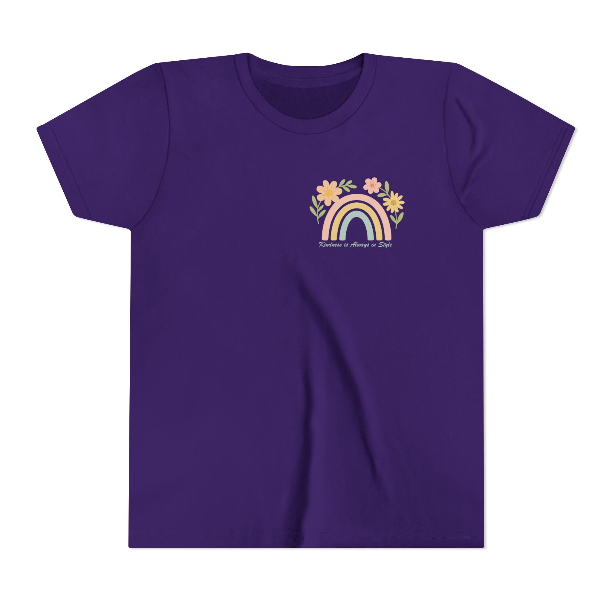 Rainbow and Flowers, Be Kind Kids Short Sleeve Tee