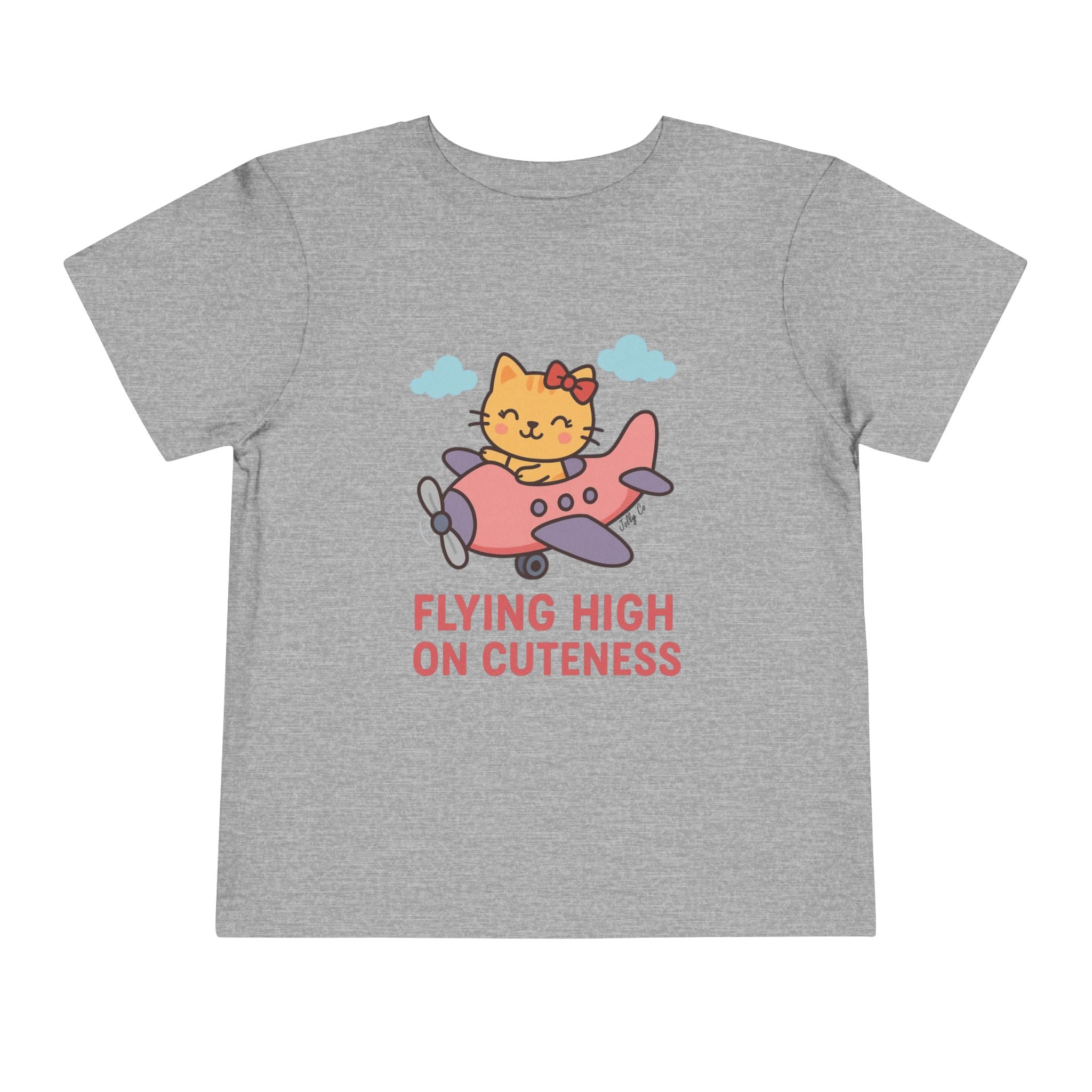 Cute Cat Airplane Toddler Short Sleeve Tee