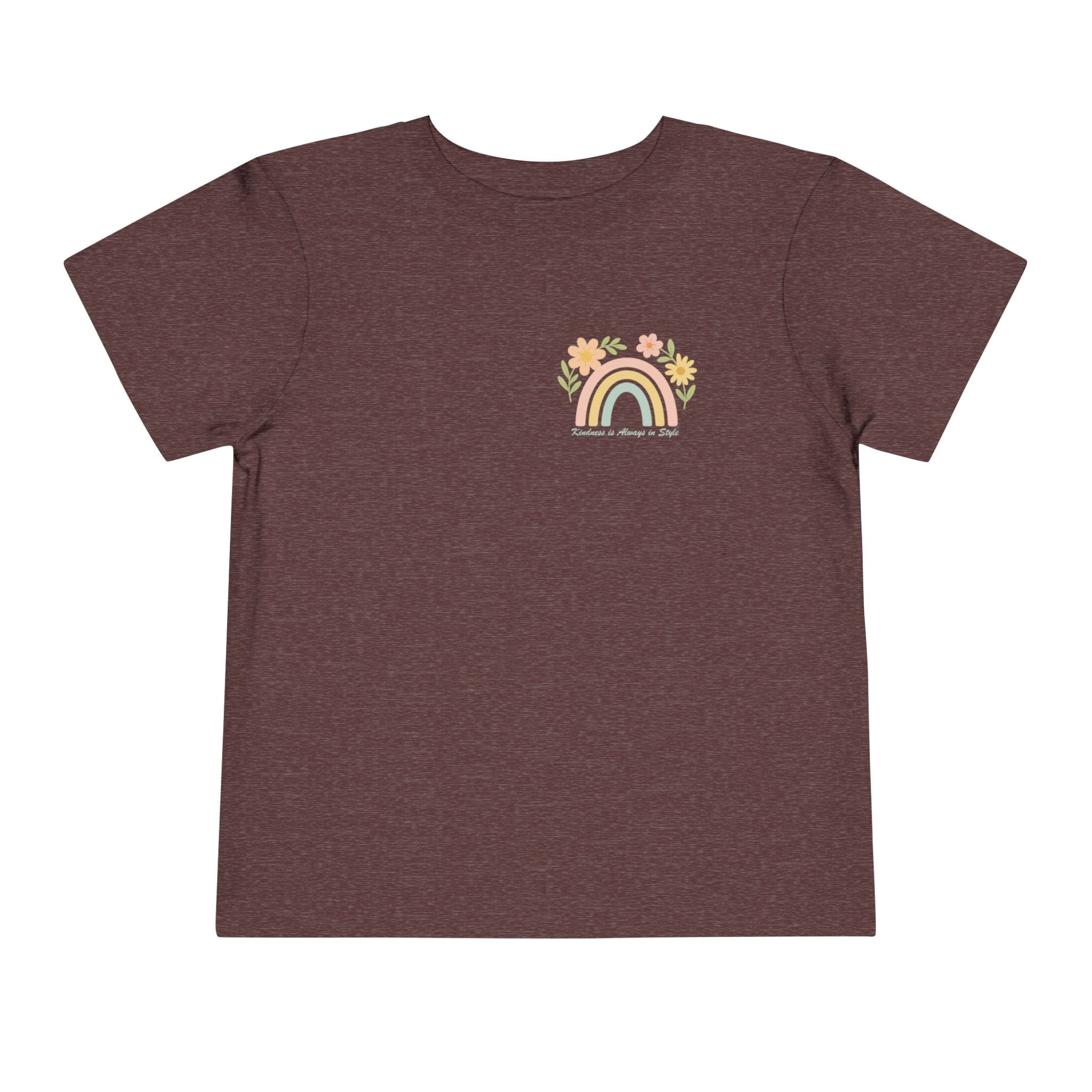 Rainbow and Flowers, Be Kind Toddler Short Sleeve Tee