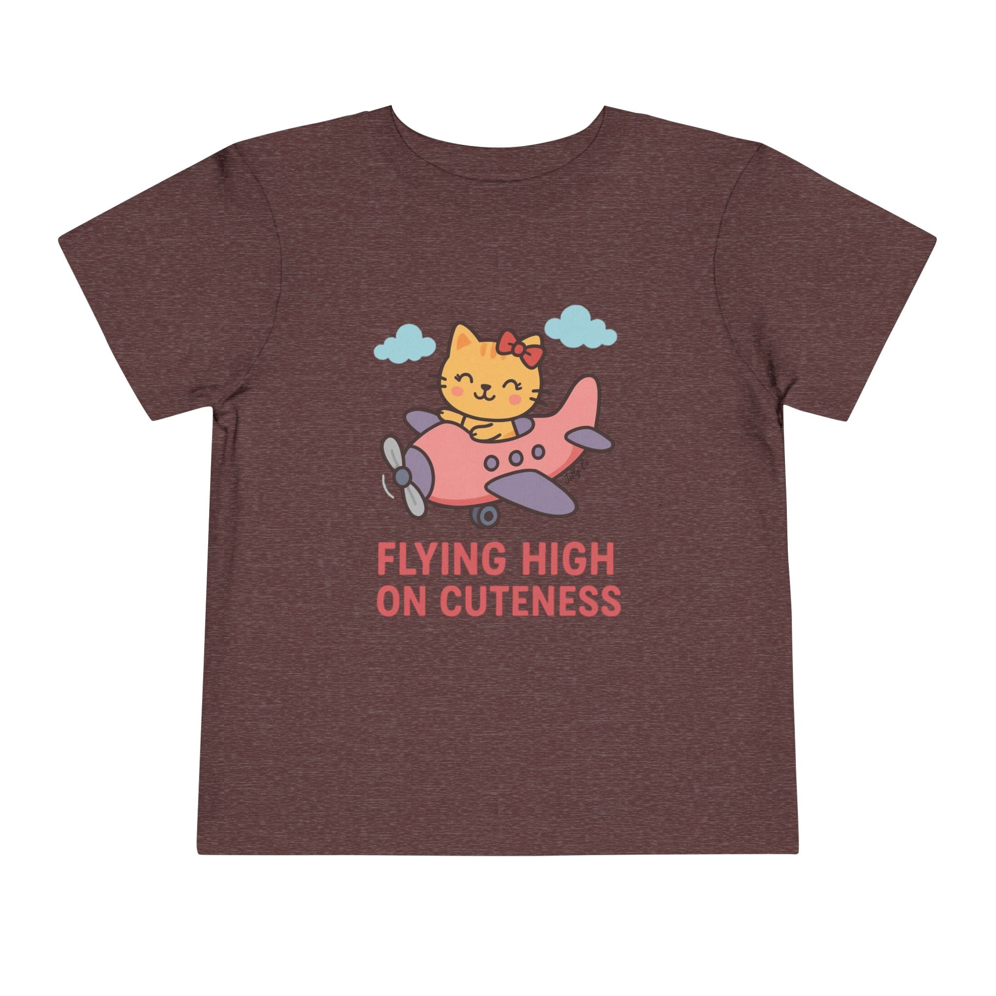 Cute Cat Airplane Toddler Short Sleeve Tee
