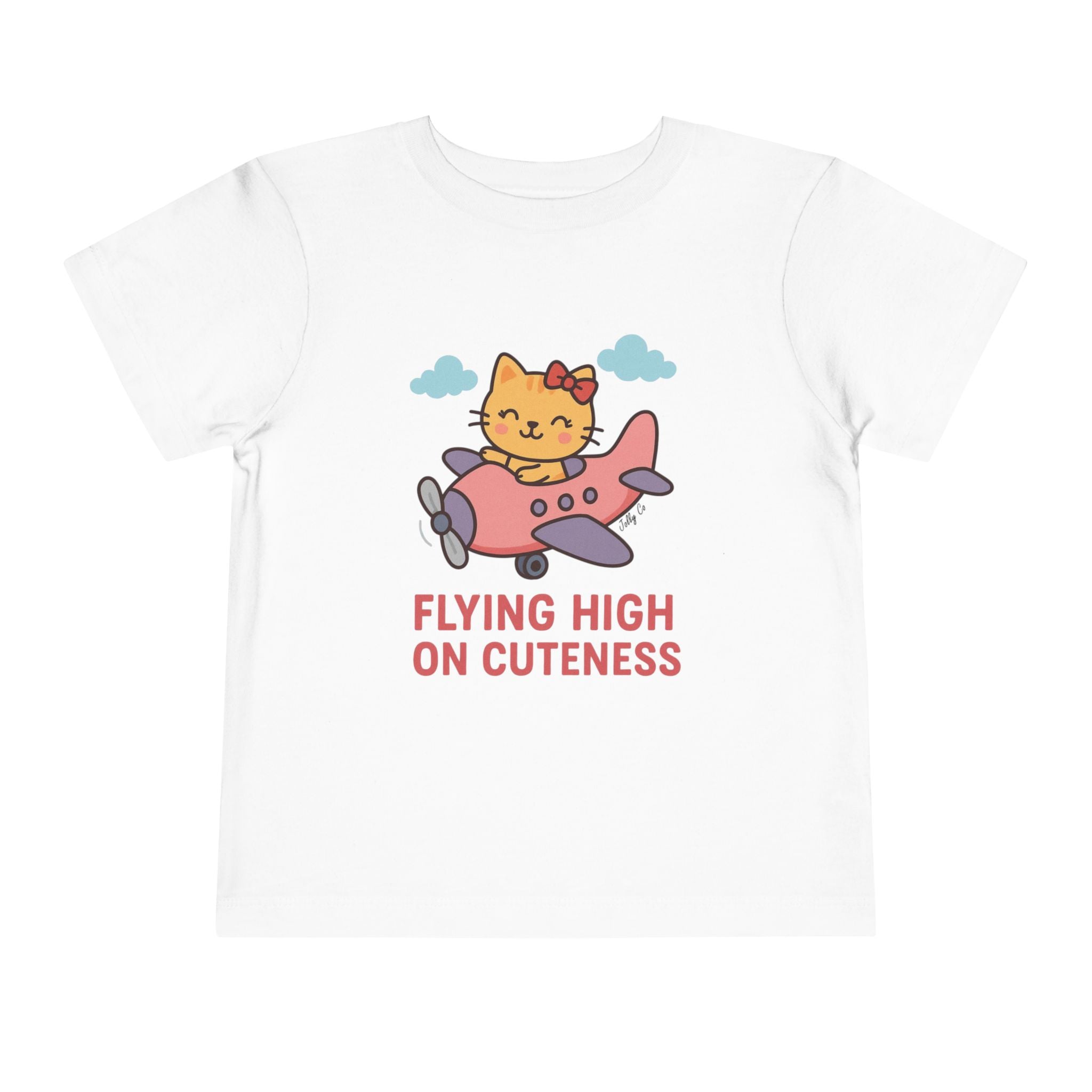 Cute Cat Airplane Toddler Short Sleeve Tee