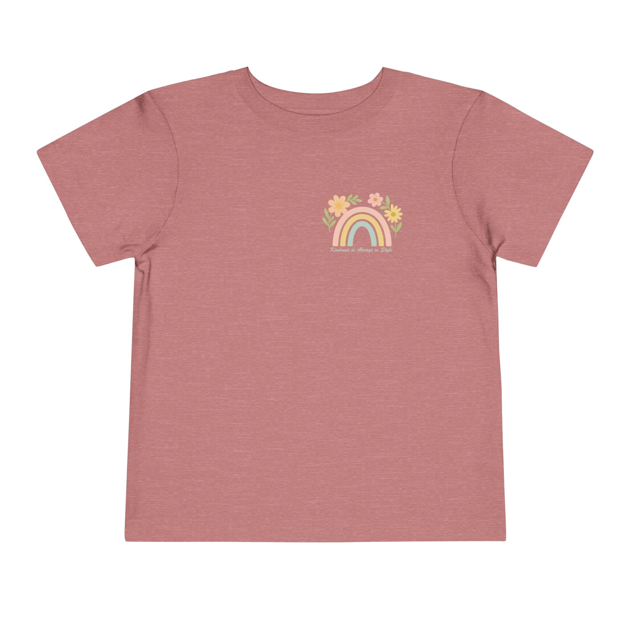 Rainbow and Flowers, Be Kind Toddler Short Sleeve Tee