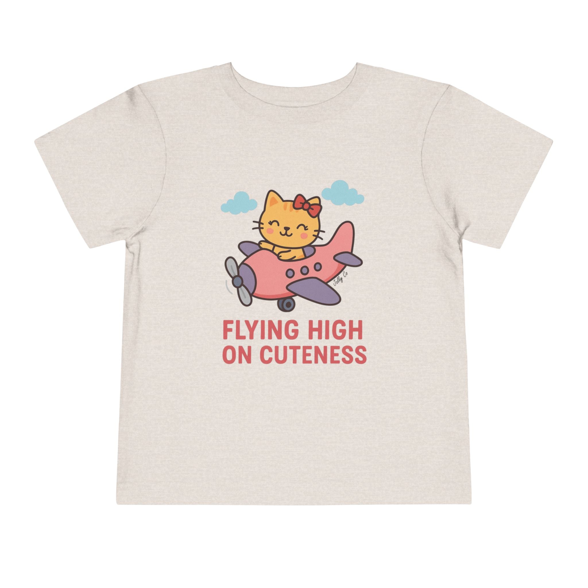 Cute Cat Airplane Toddler Short Sleeve Tee