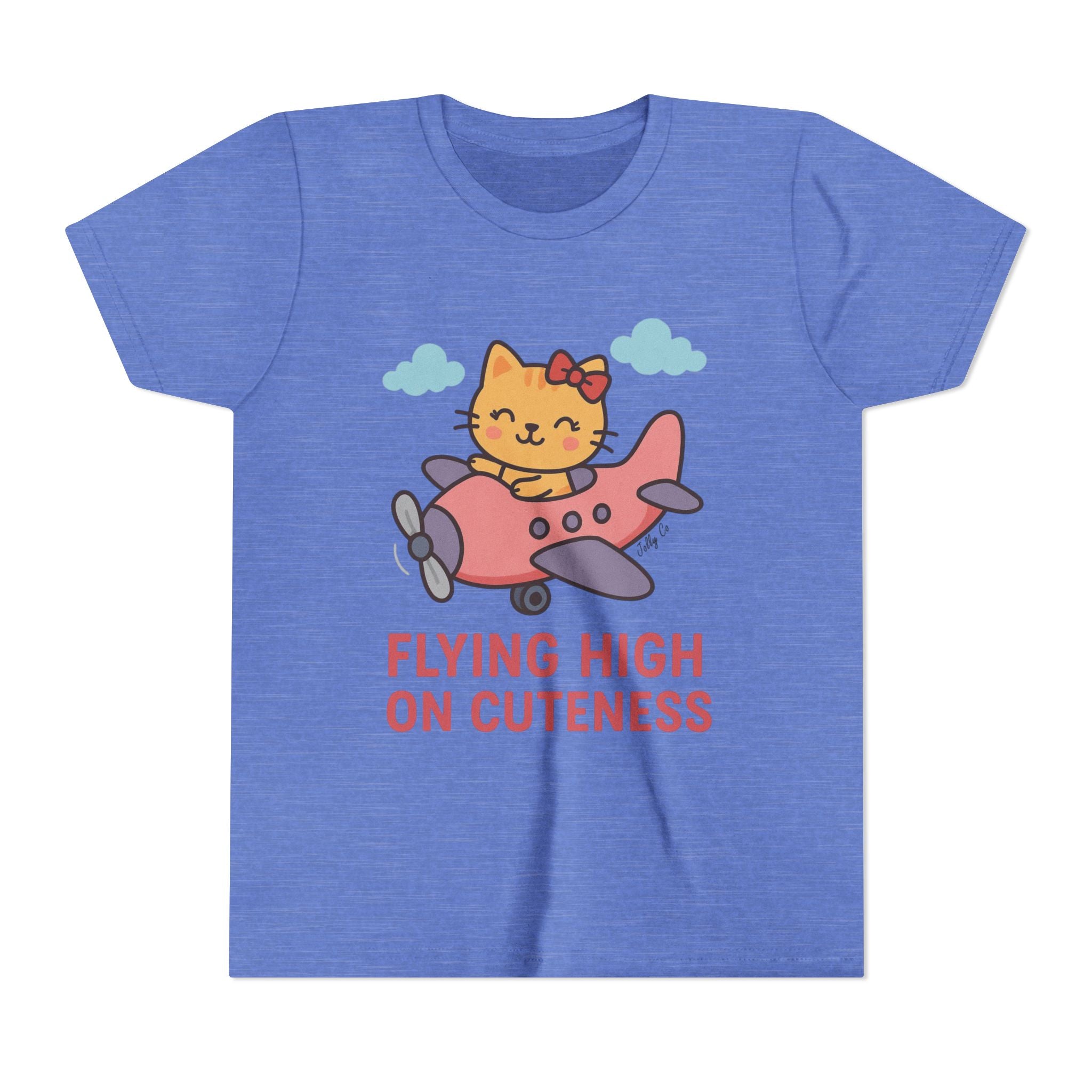 Cute Cat Airplane Kids Short Sleeve Tee