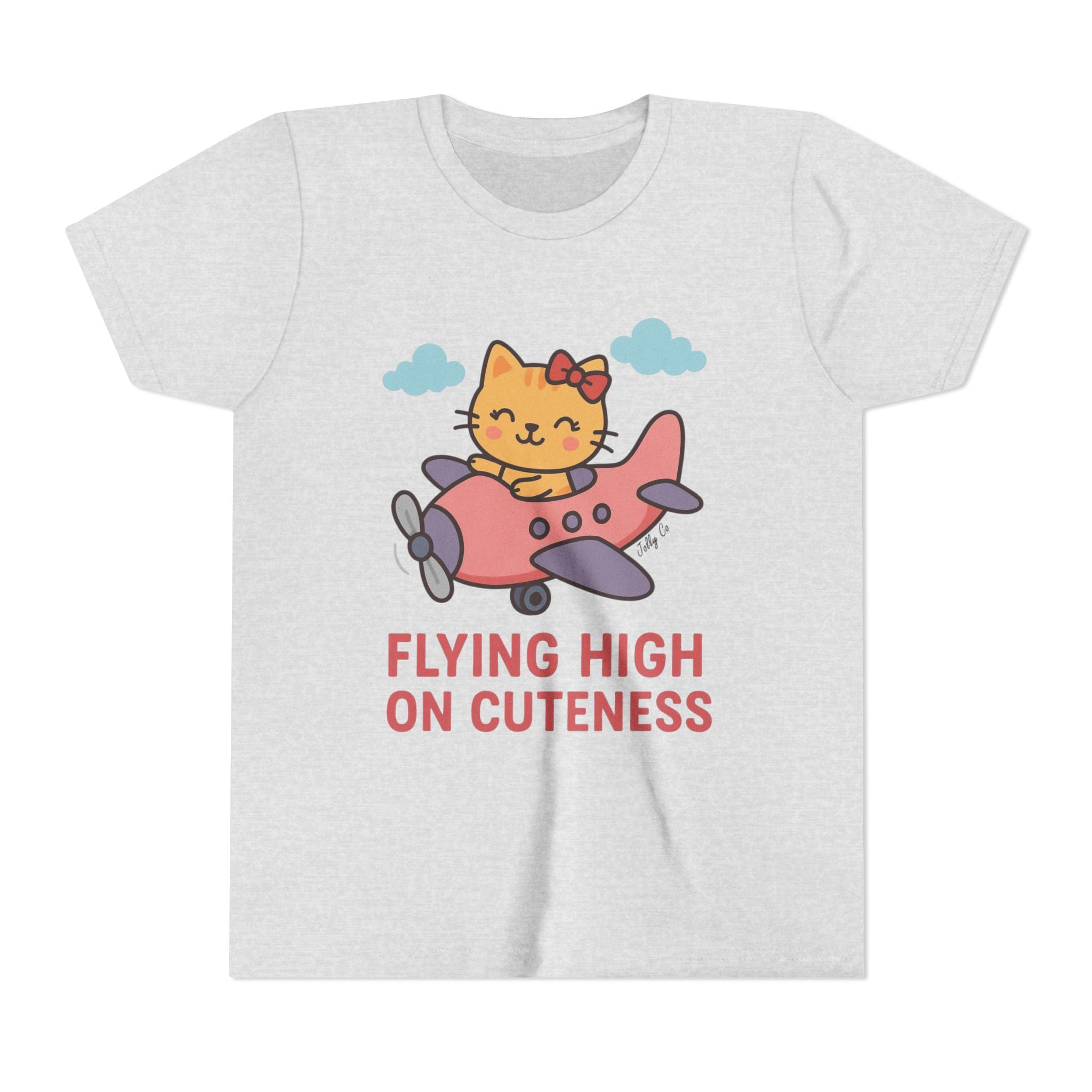 Cute Cat Airplane Kids Short Sleeve Tee