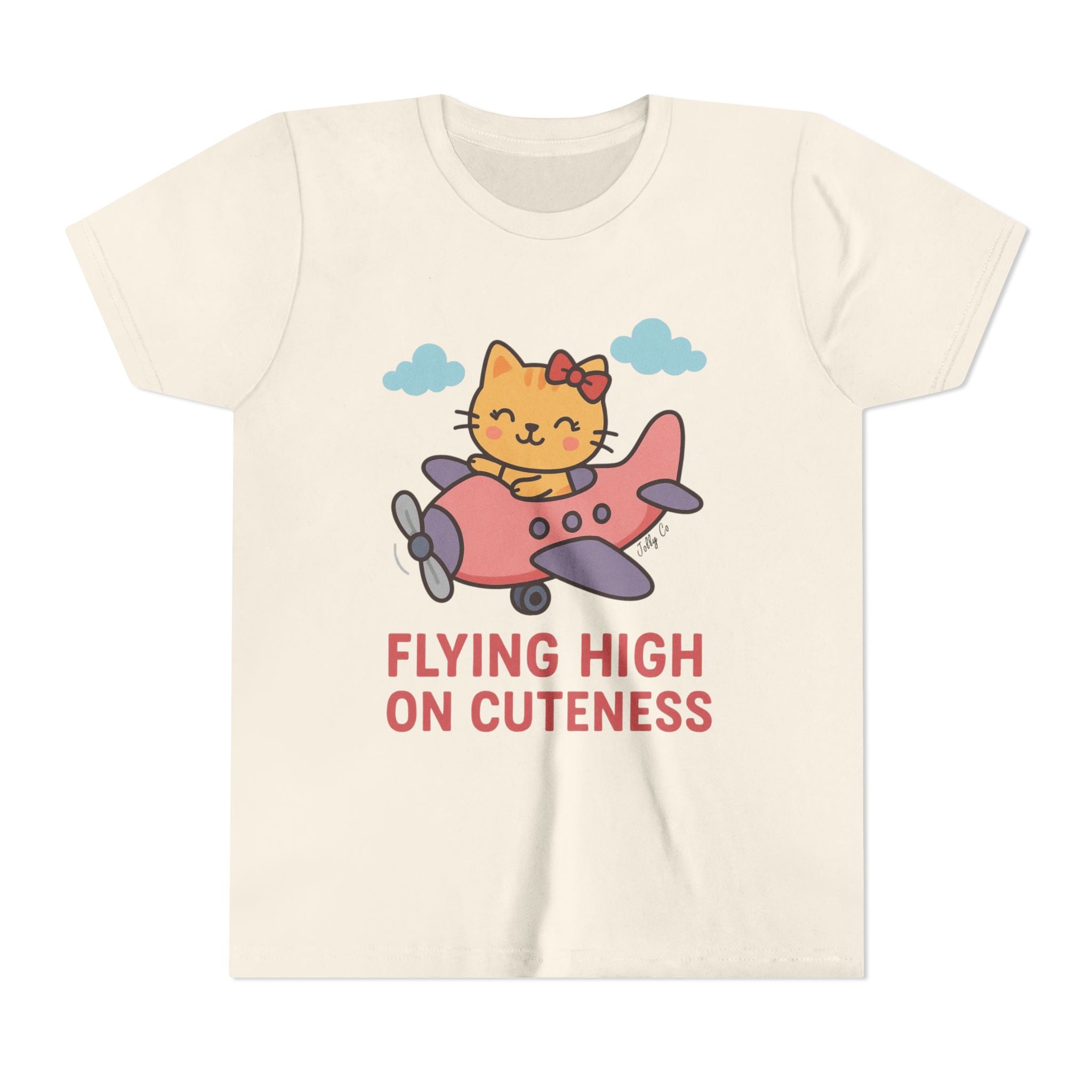 Cute Cat Airplane Kids Short Sleeve Tee