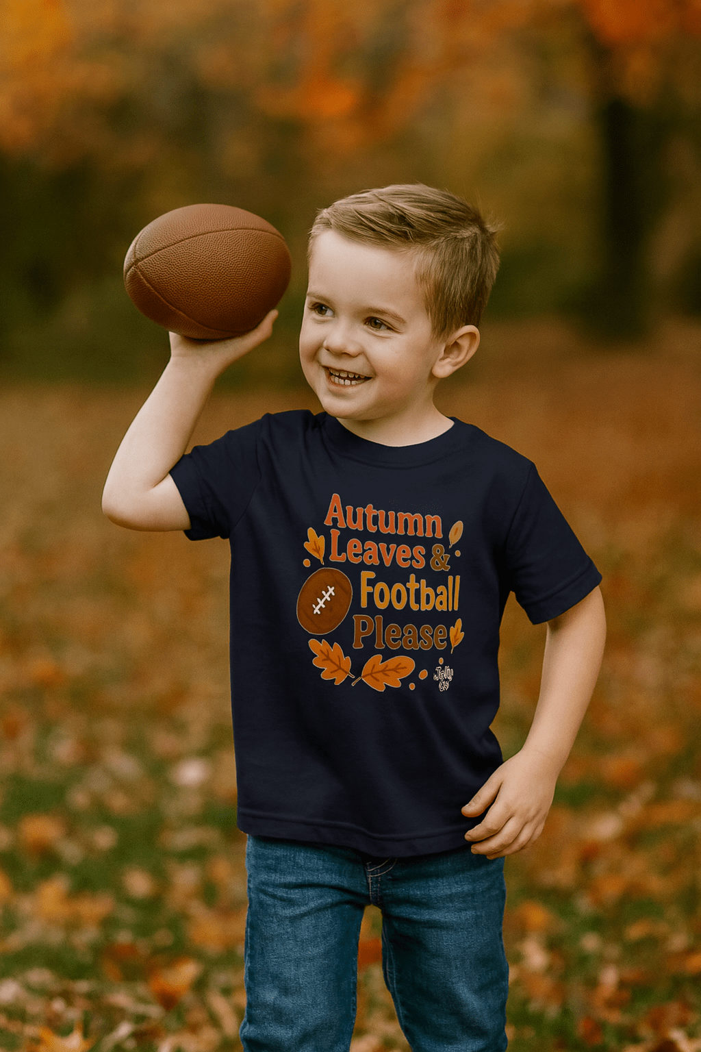 Autumn Leaves & Football Toddler Tee - Jolly Co Creations
