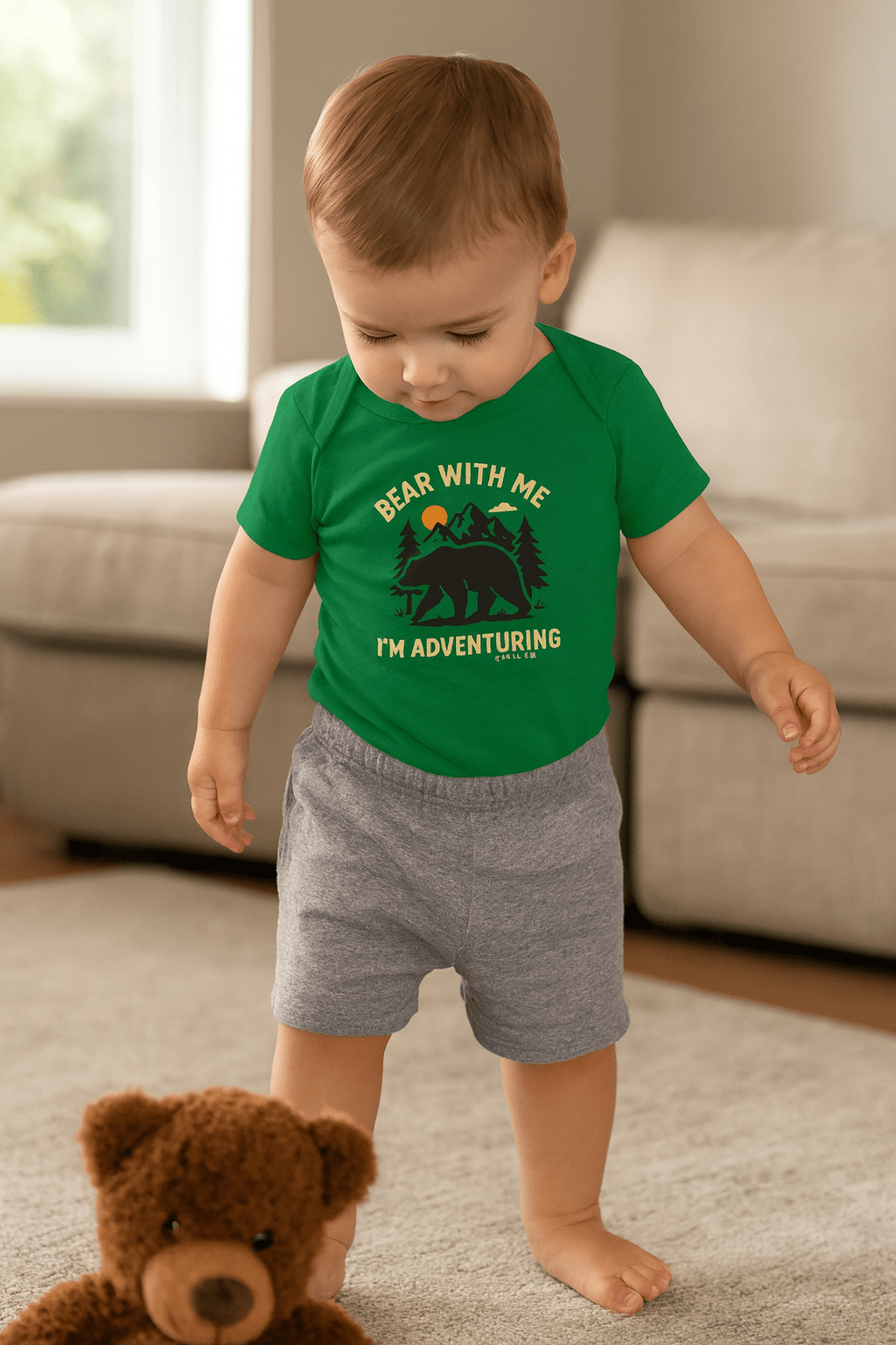 Bear with Me Baby Short Sleeve Onesie - Jolly Co Creations