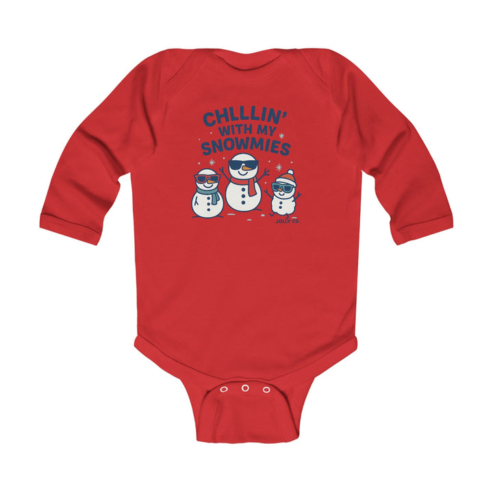 Chillin' with My Snowmies Baby Long Sleeve Onesie - Jolly Co Creations