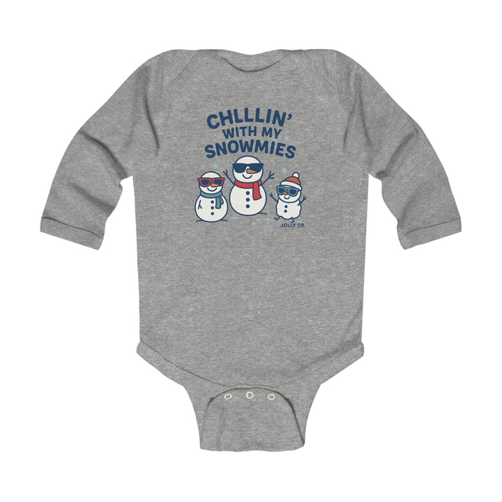Chillin' with My Snowmies Baby Long Sleeve Onesie - Jolly Co Creations