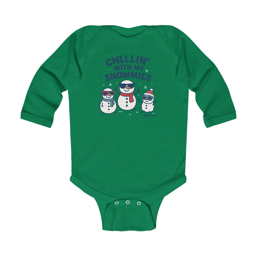 Chillin' with My Snowmies Baby Long Sleeve Onesie - Jolly Co Creations