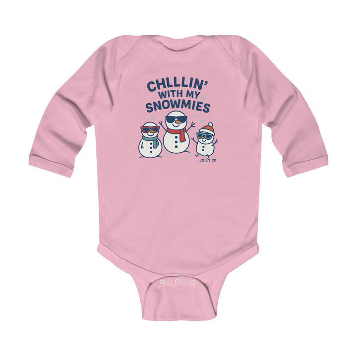 Chillin' with My Snowmies Baby Long Sleeve Onesie - Jolly Co Creations