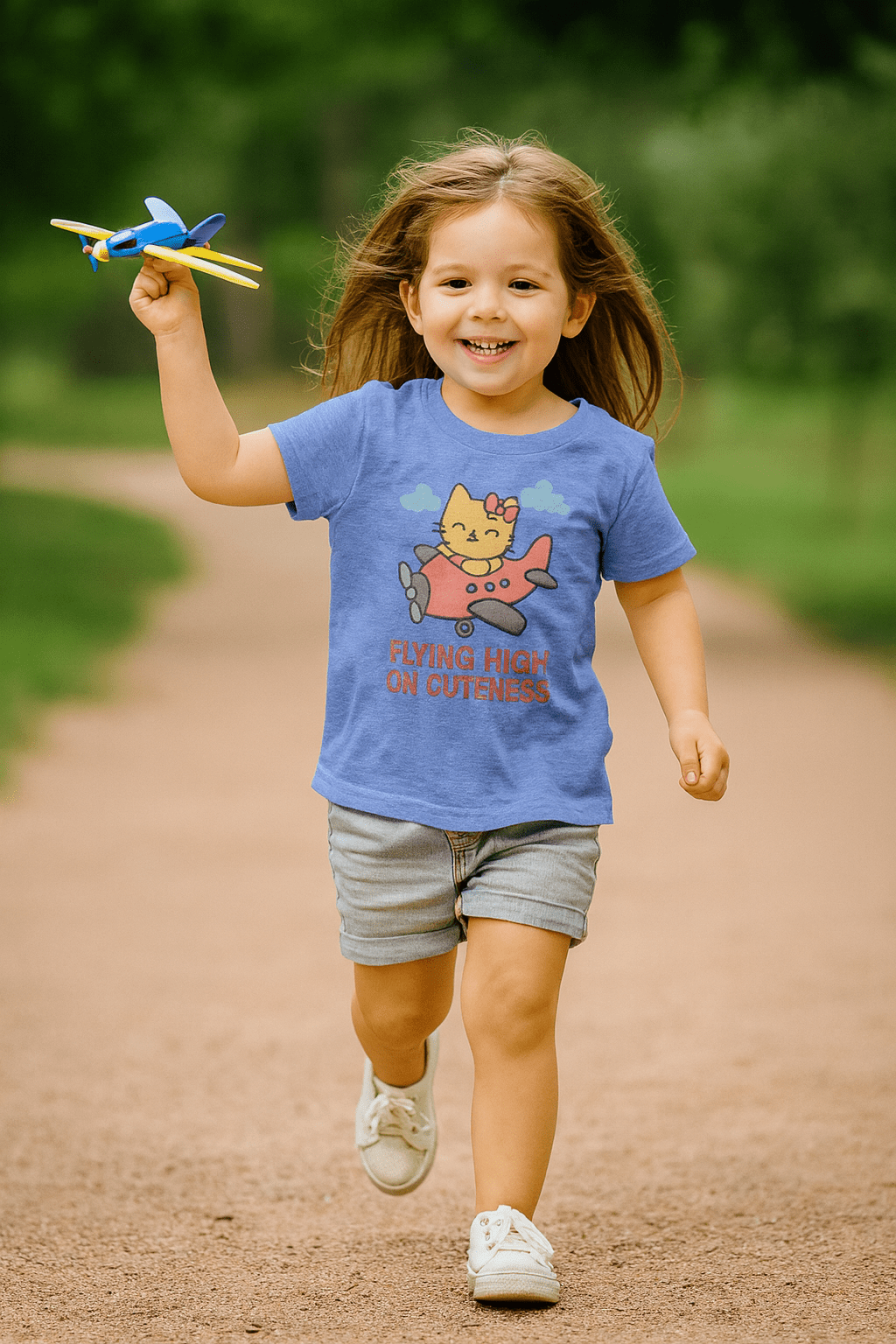 Cute Cat Airplane Toddler Short Sleeve Tee - Jolly Co Creations