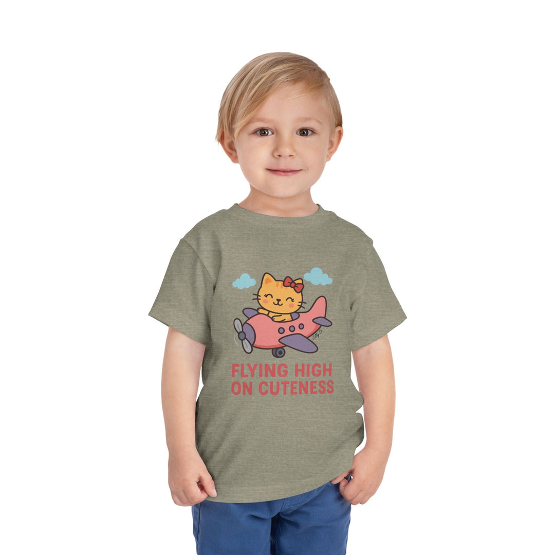 Cute Cat Airplane Toddler Short Sleeve Tee - Jolly Co Creations