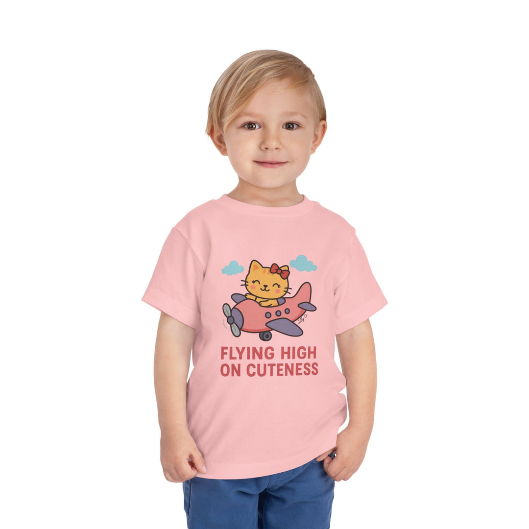 Cute Cat Airplane Toddler Short Sleeve Tee - Jolly Co Creations
