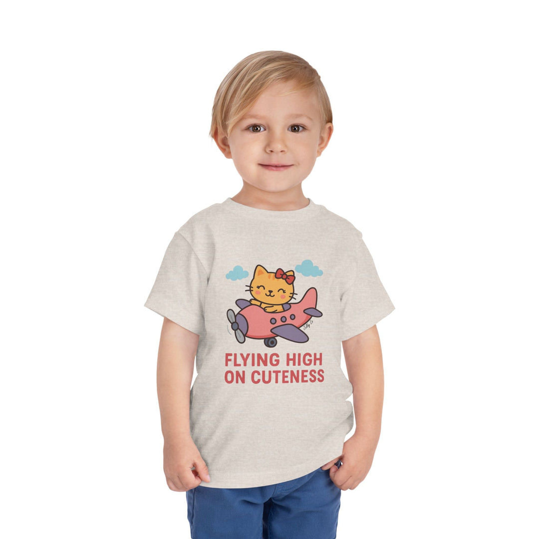 Cute Cat Airplane Toddler Short Sleeve Tee - Jolly Co Creations