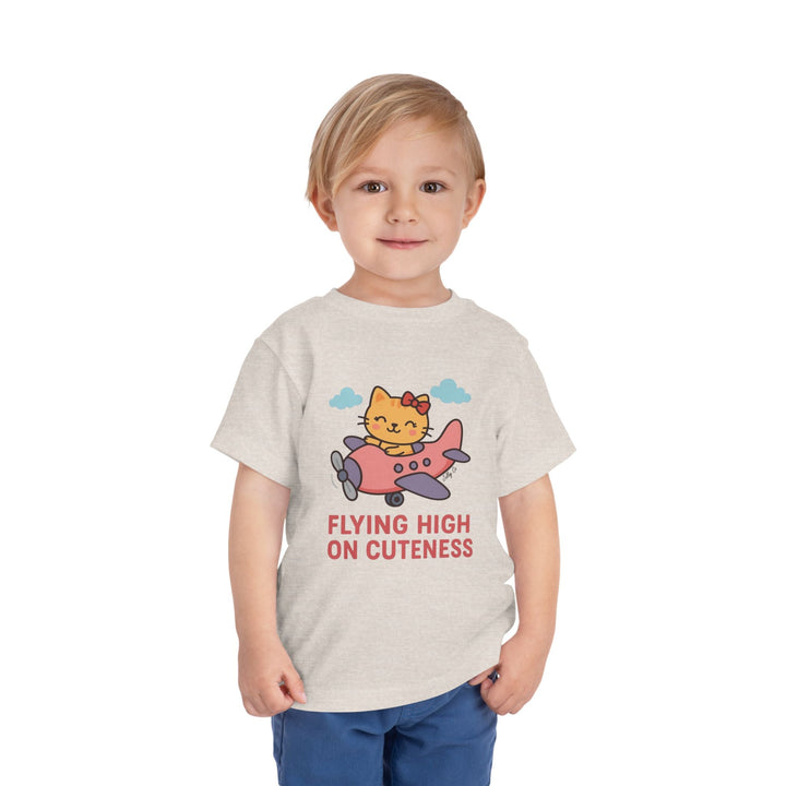 Cute Cat Airplane Toddler Short Sleeve Tee - Jolly Co Creations
