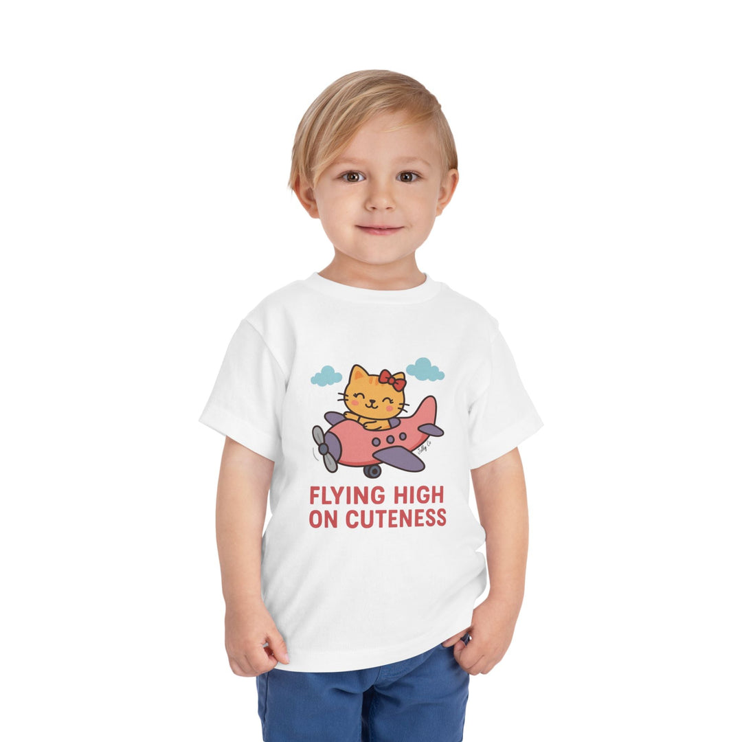 Cute Cat Airplane Toddler Short Sleeve Tee - Jolly Co Creations