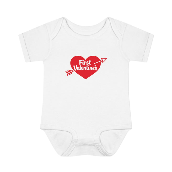 "First Valentine's" Red Heart Baby Short Sleeve Onesie - Jolly Co Creations