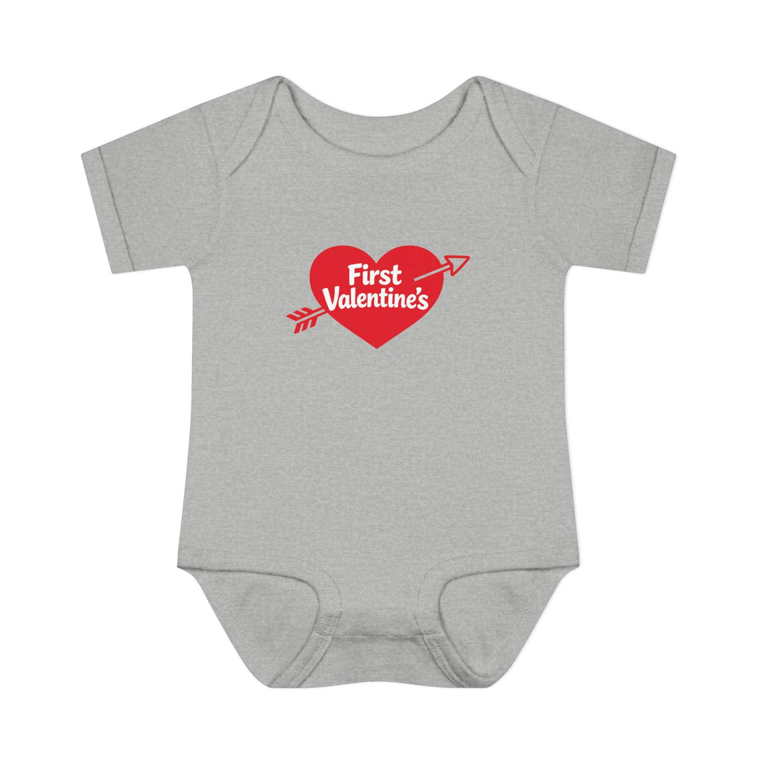 "First Valentine's" Red Heart Baby Short Sleeve Onesie - Jolly Co Creations