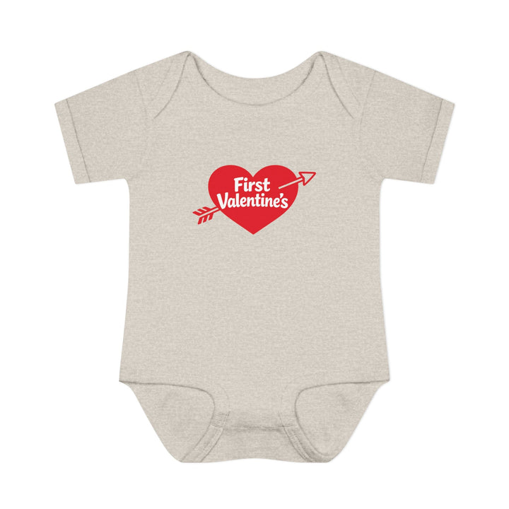 "First Valentine's" Red Heart Baby Short Sleeve Onesie - Jolly Co Creations