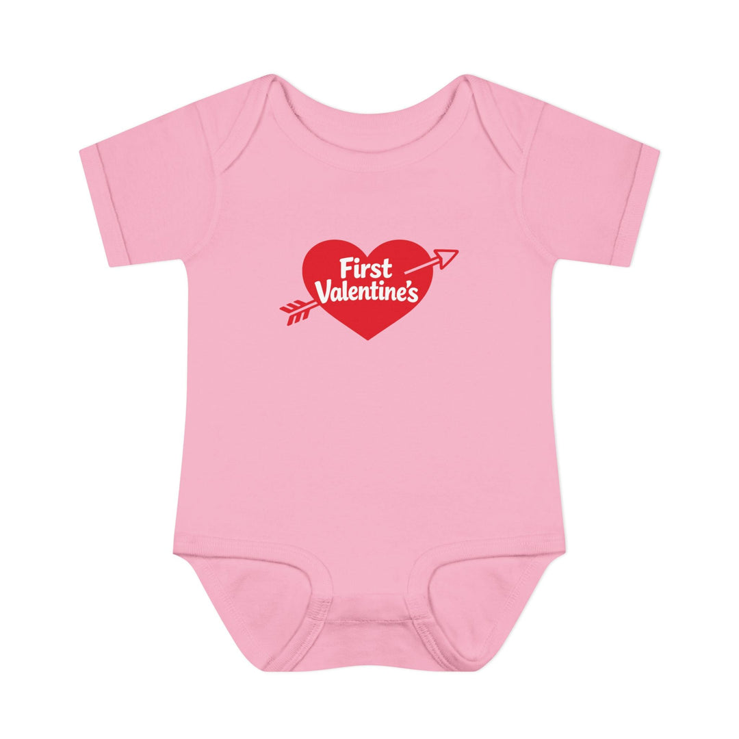 "First Valentine's" Red Heart Baby Short Sleeve Onesie - Jolly Co Creations