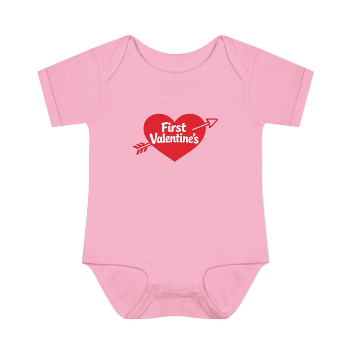 "First Valentine's" Red Heart Baby Short Sleeve Onesie - Jolly Co Creations
