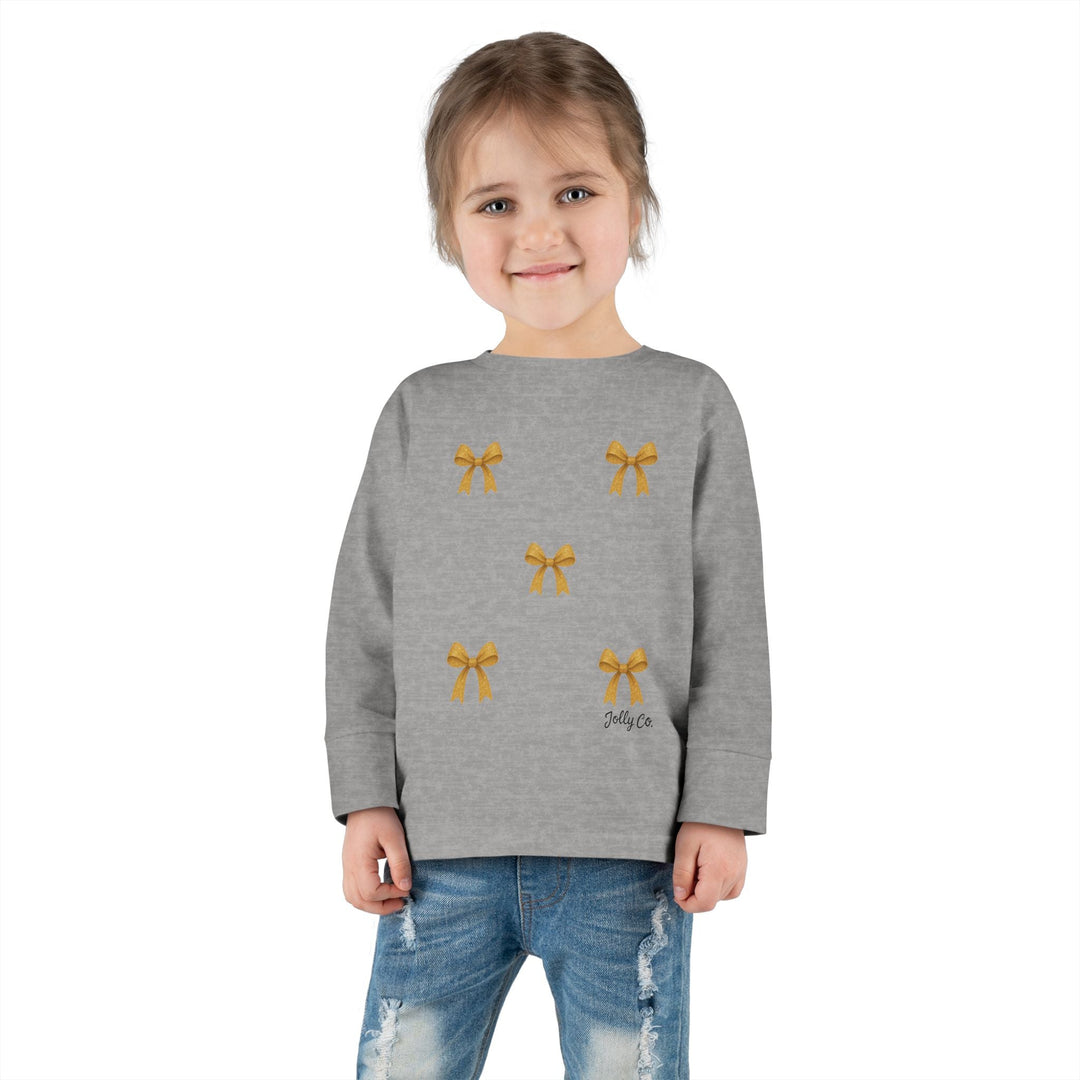 Gold Bows Toddler Long Sleeve Tee - Jolly Co Creations