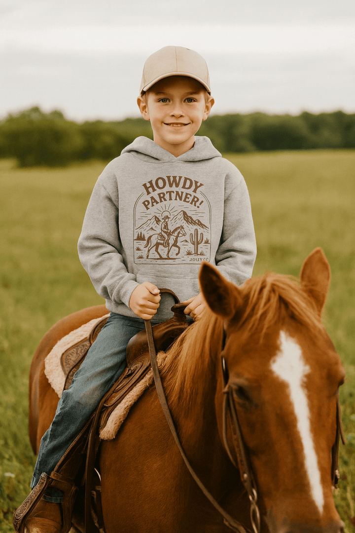Howdy Partner! Western Style Kids Hoodie - Jolly Co Creations