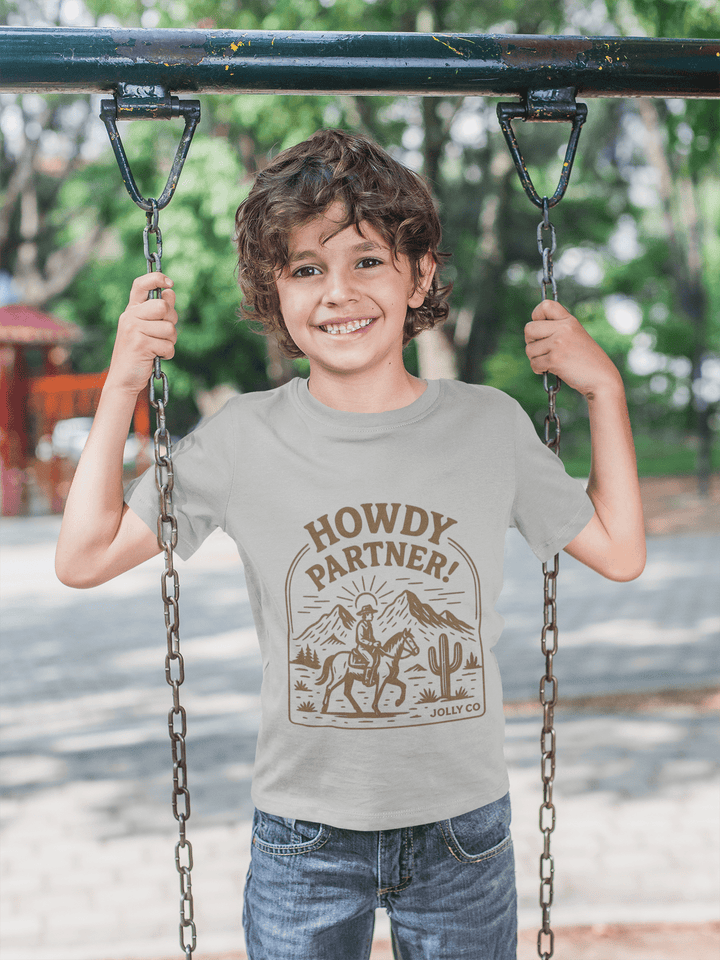 Howdy Partner! Western Style Kids Tee - Jolly Co Creations