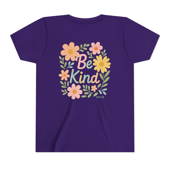 Rainbow and Flowers, Be Kind Kids Short Sleeve Tee - Jolly Co Creations