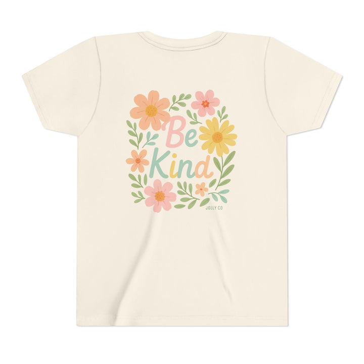Rainbow and Flowers, Be Kind Kids Short Sleeve Tee - Jolly Co Creations