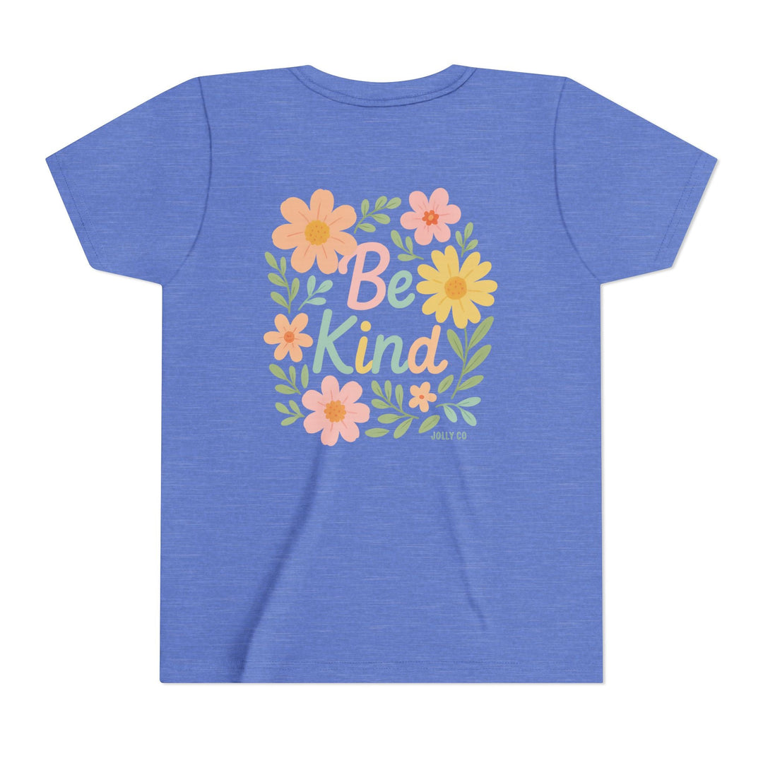Rainbow and Flowers, Be Kind Kids Short Sleeve Tee - Jolly Co Creations