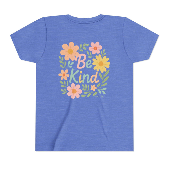 Rainbow and Flowers, Be Kind Kids Short Sleeve Tee - Jolly Co Creations