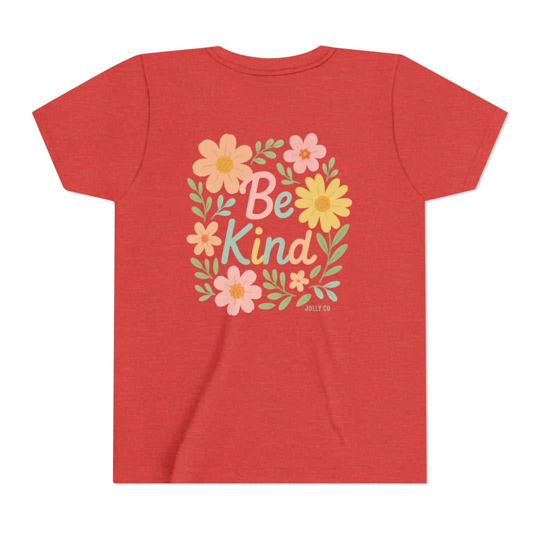Rainbow and Flowers, Be Kind Kids Short Sleeve Tee - Jolly Co Creations