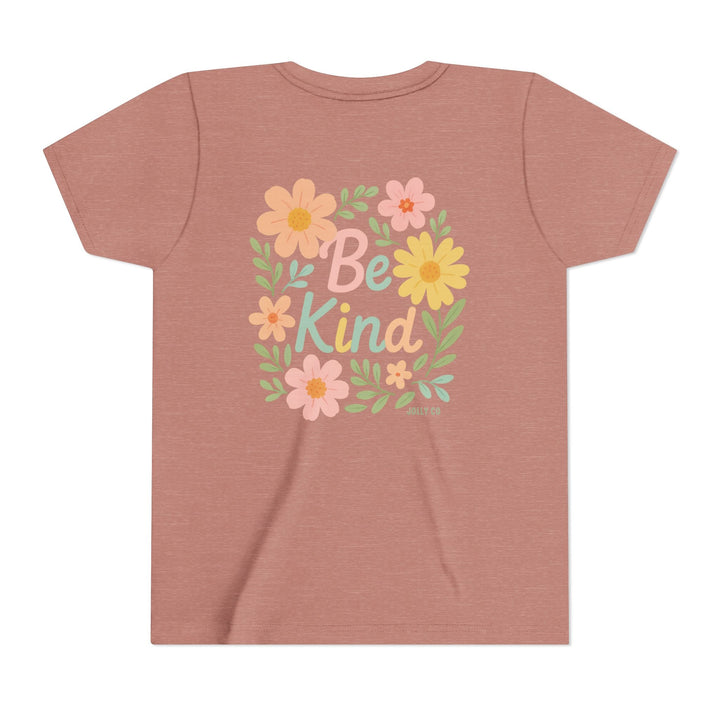 Rainbow and Flowers, Be Kind Kids Short Sleeve Tee - Jolly Co Creations