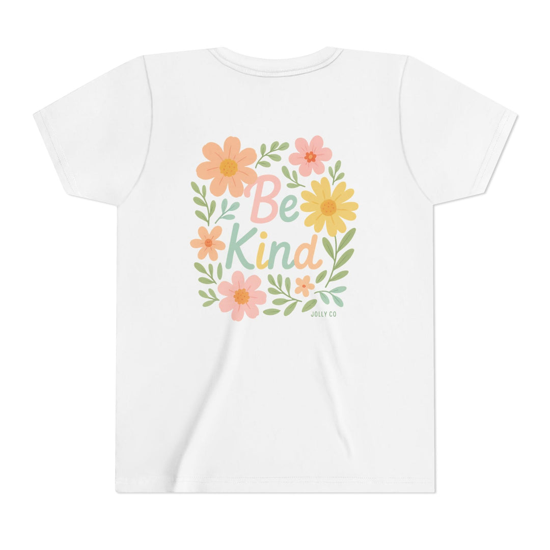 Rainbow and Flowers, Be Kind Kids Short Sleeve Tee - Jolly Co Creations