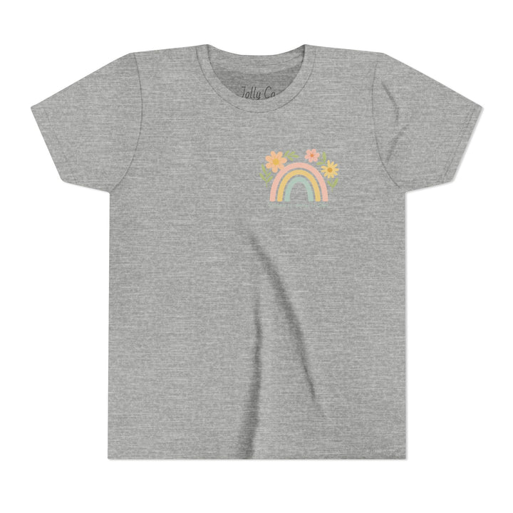 Rainbow and Flowers, Be Kind Kids Short Sleeve Tee - Jolly Co Creations